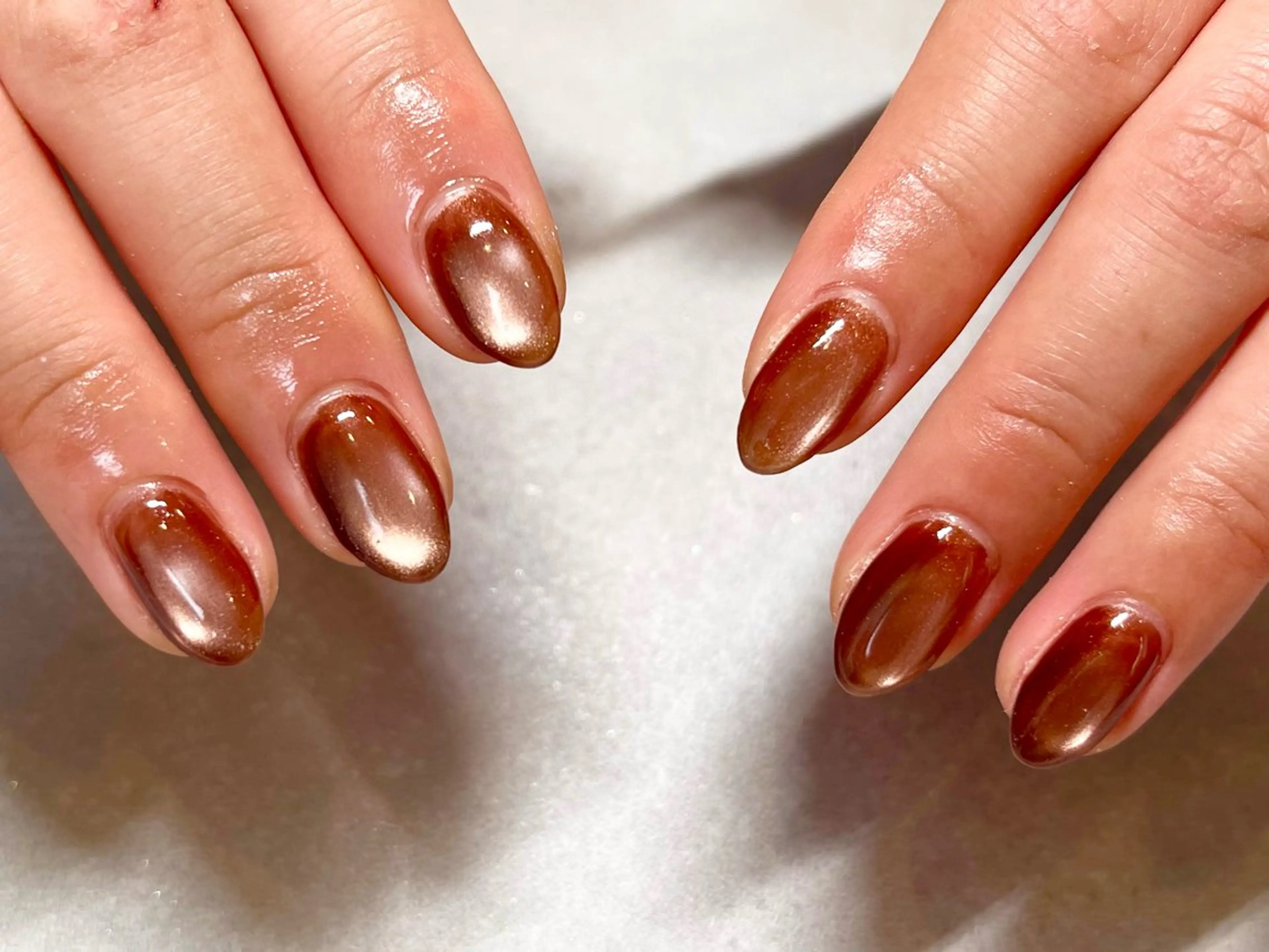 ネイル ブラウン マグネットネイル マグネットワンカラー ワンカラーネイル Ayano ♡のネイルデザイン