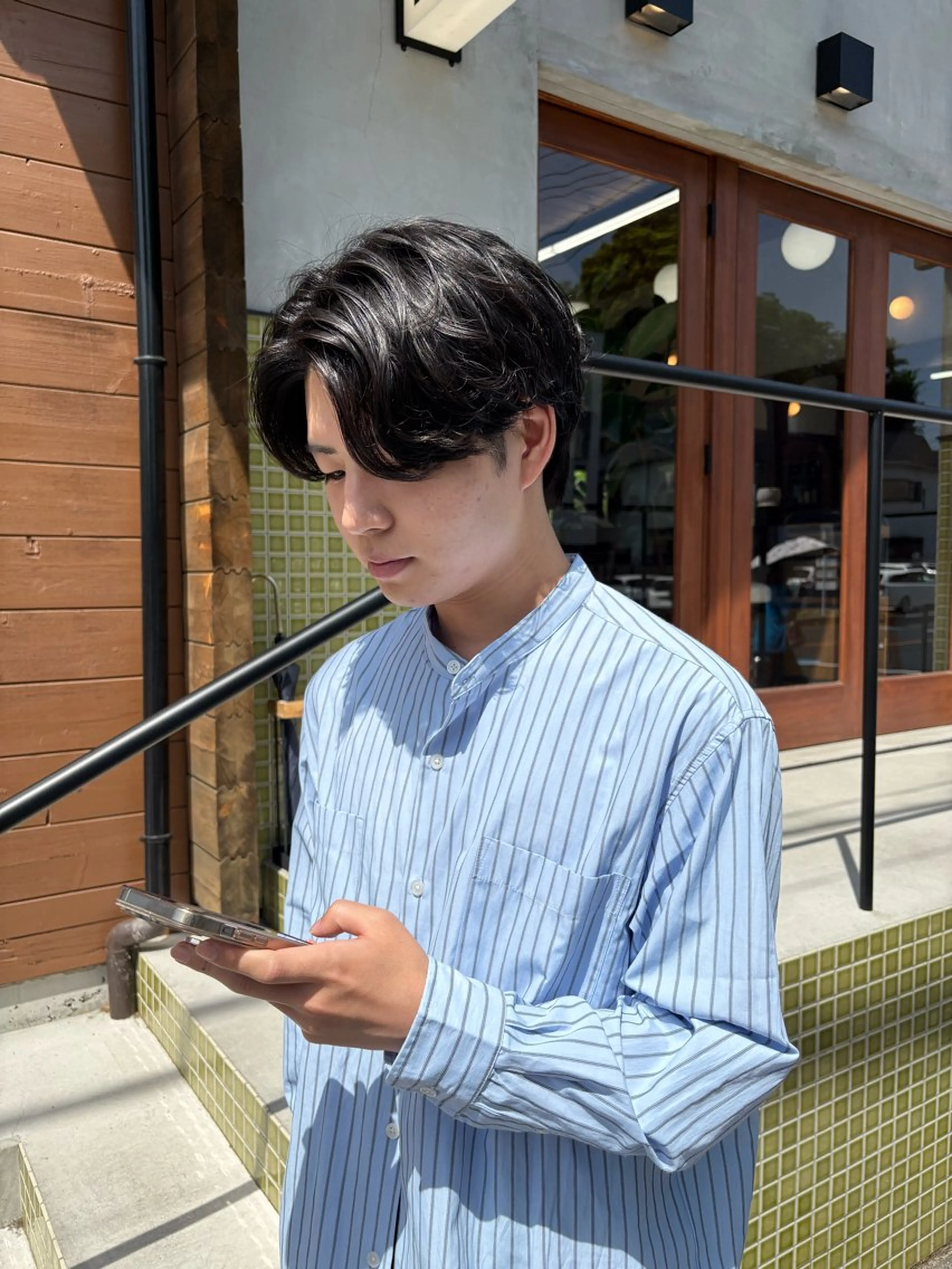 パーマ メンズ センターパート メンズパーマ ニュアンスパーマ カット パーマ 五十嵐 雄毅のヘアスタイル