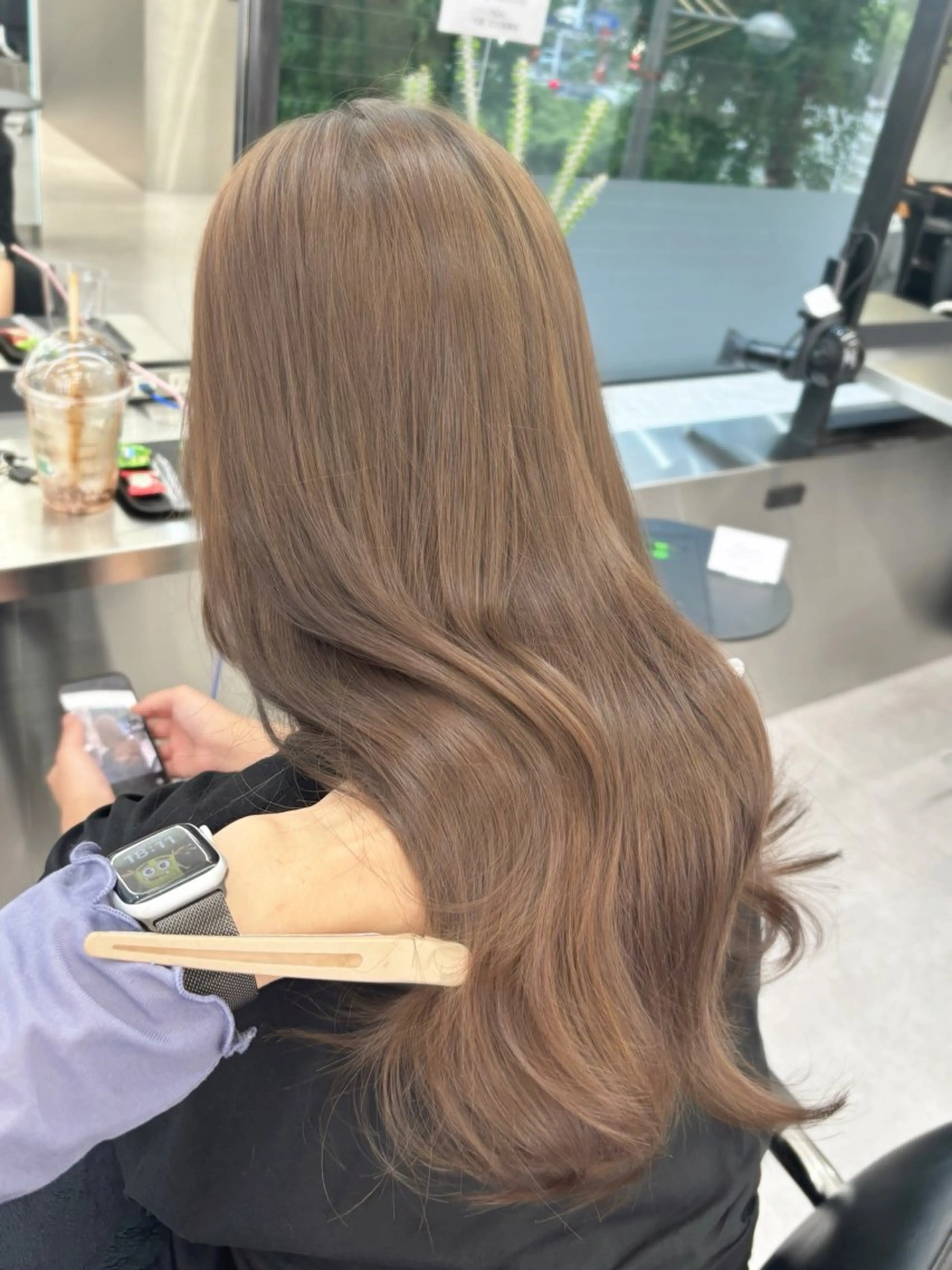 ロング カラー カット ヘアカラー トリートメント ブリーチなしレイヤー 髪質改善/韓国ヘアのヘアスタイル