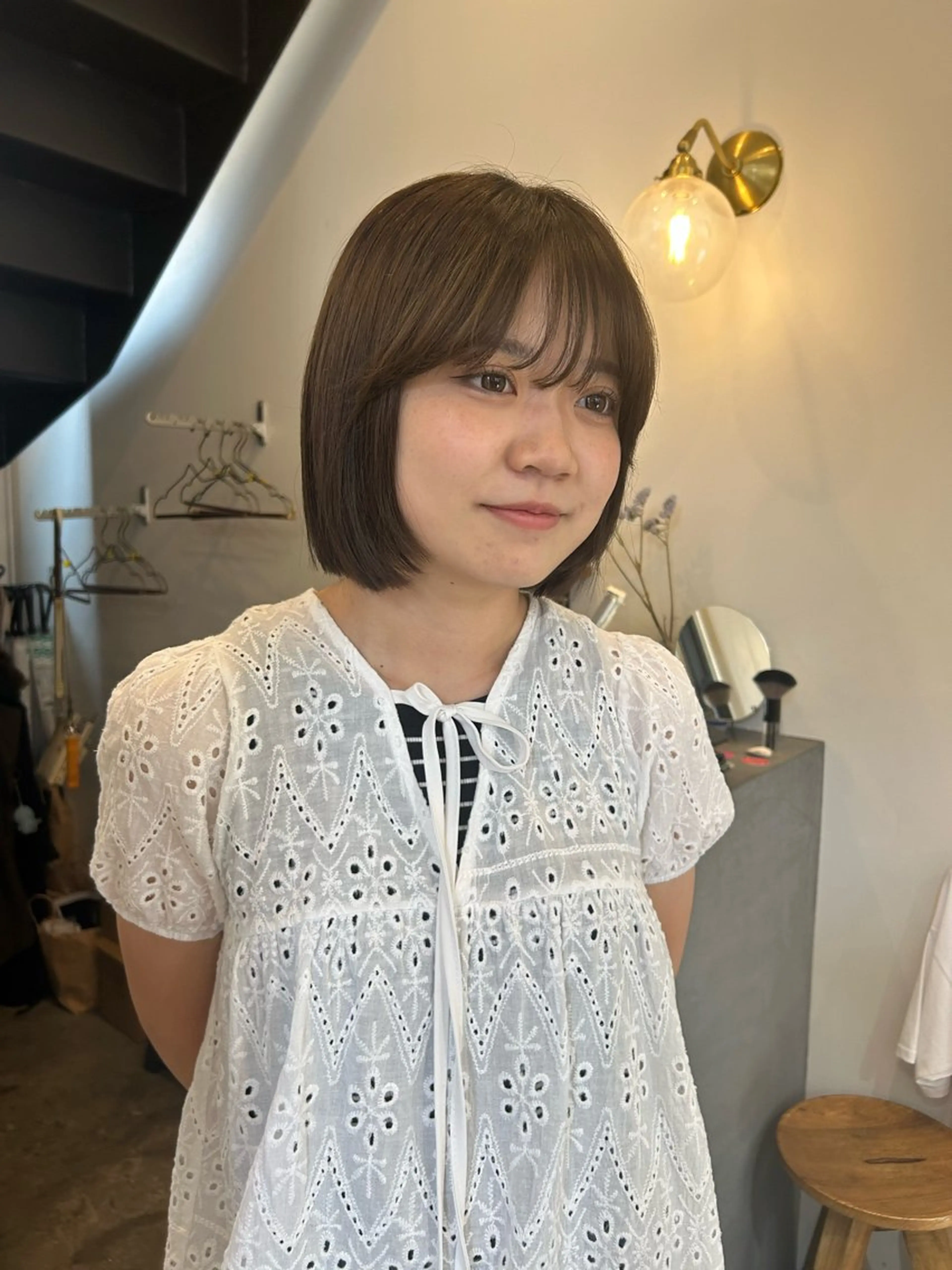 ミディアム カット ヘアカラー 透明感カラー/ 顔周りカット🎀メイのヘアスタイル