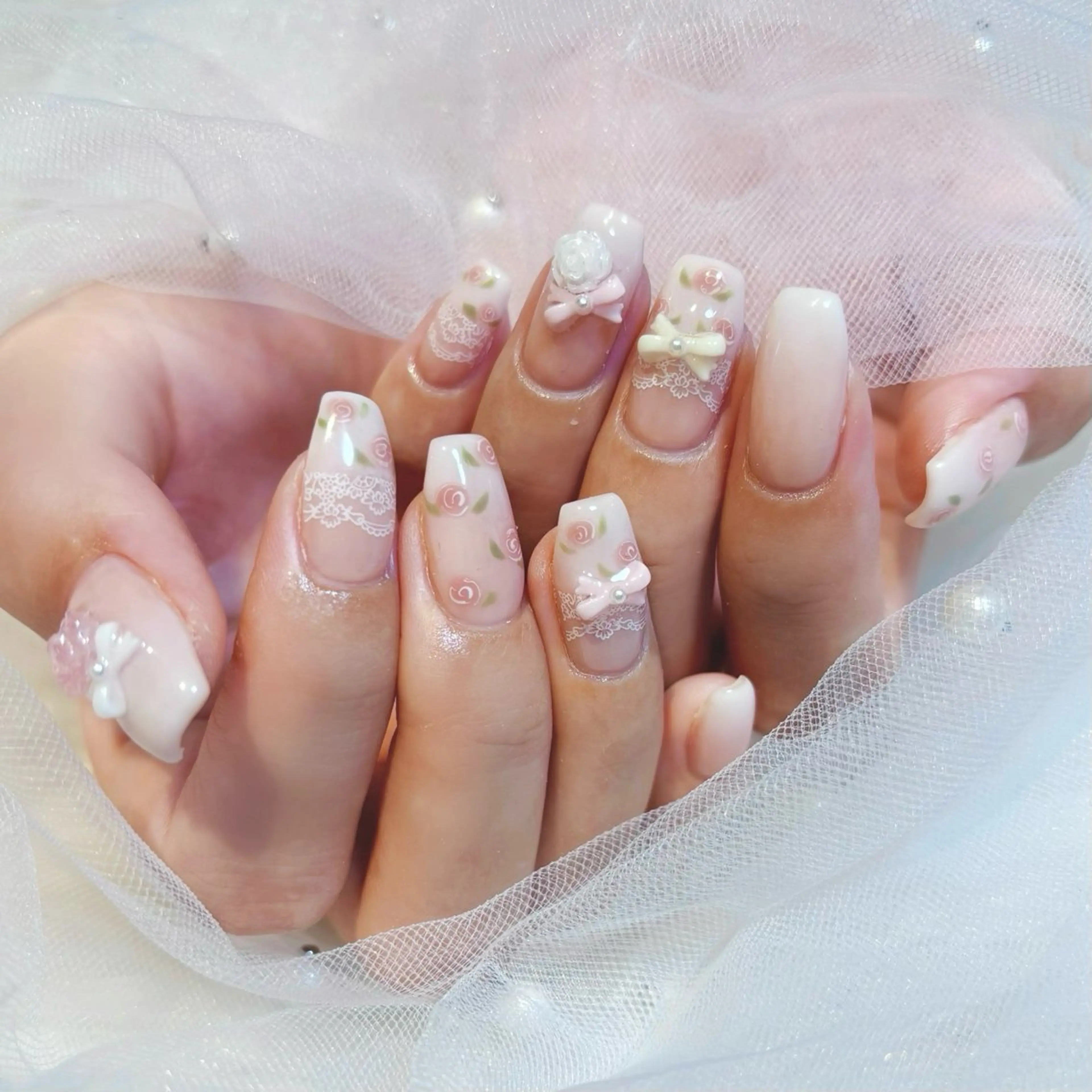 ネイル ガーリー リボン 春ネイル Keli Nailのネイルデザイン