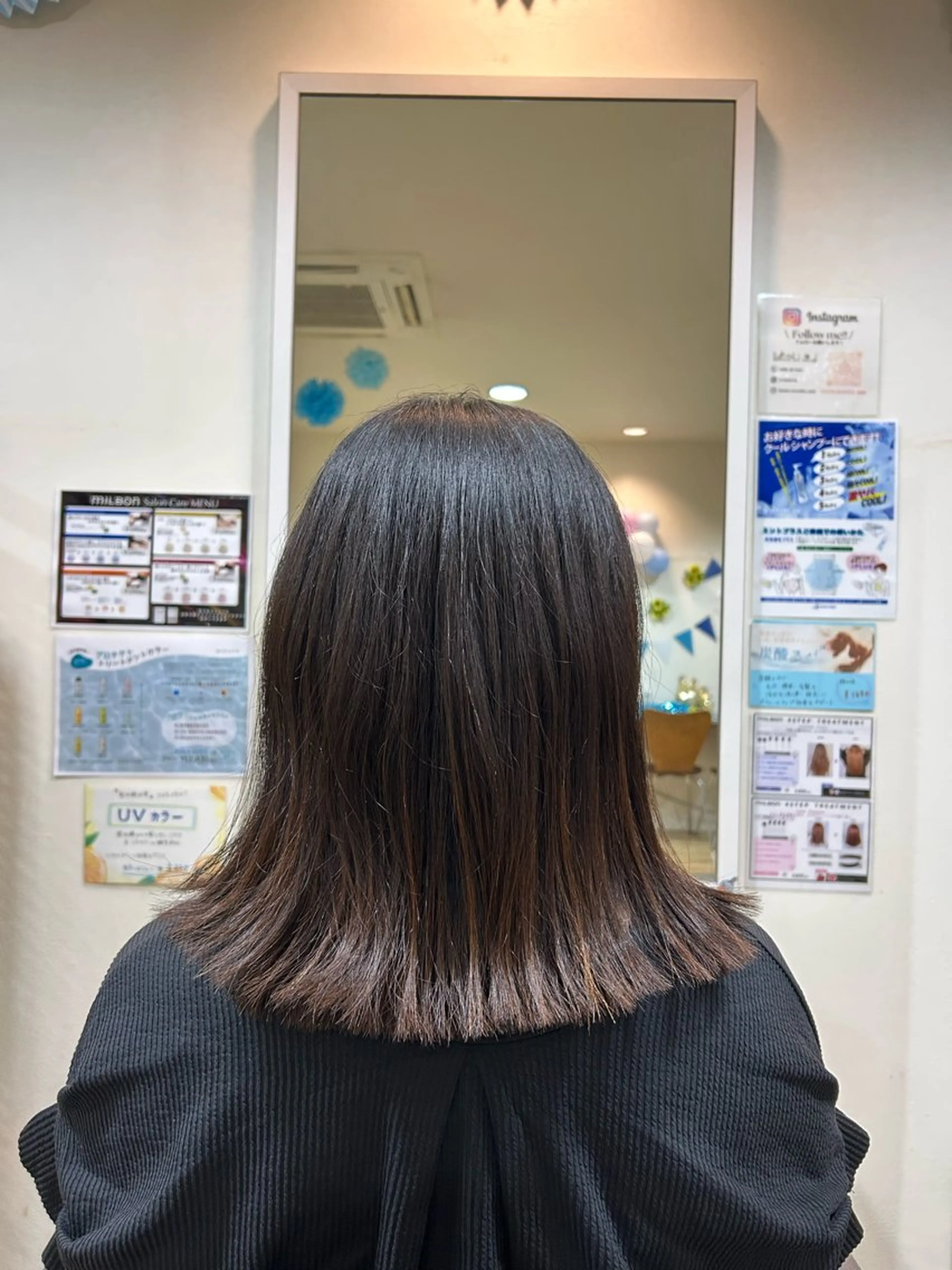 ミディアム カット 💫ツヤ感カラー💫 吉川清保/白髪ぼかしのヘアスタイル