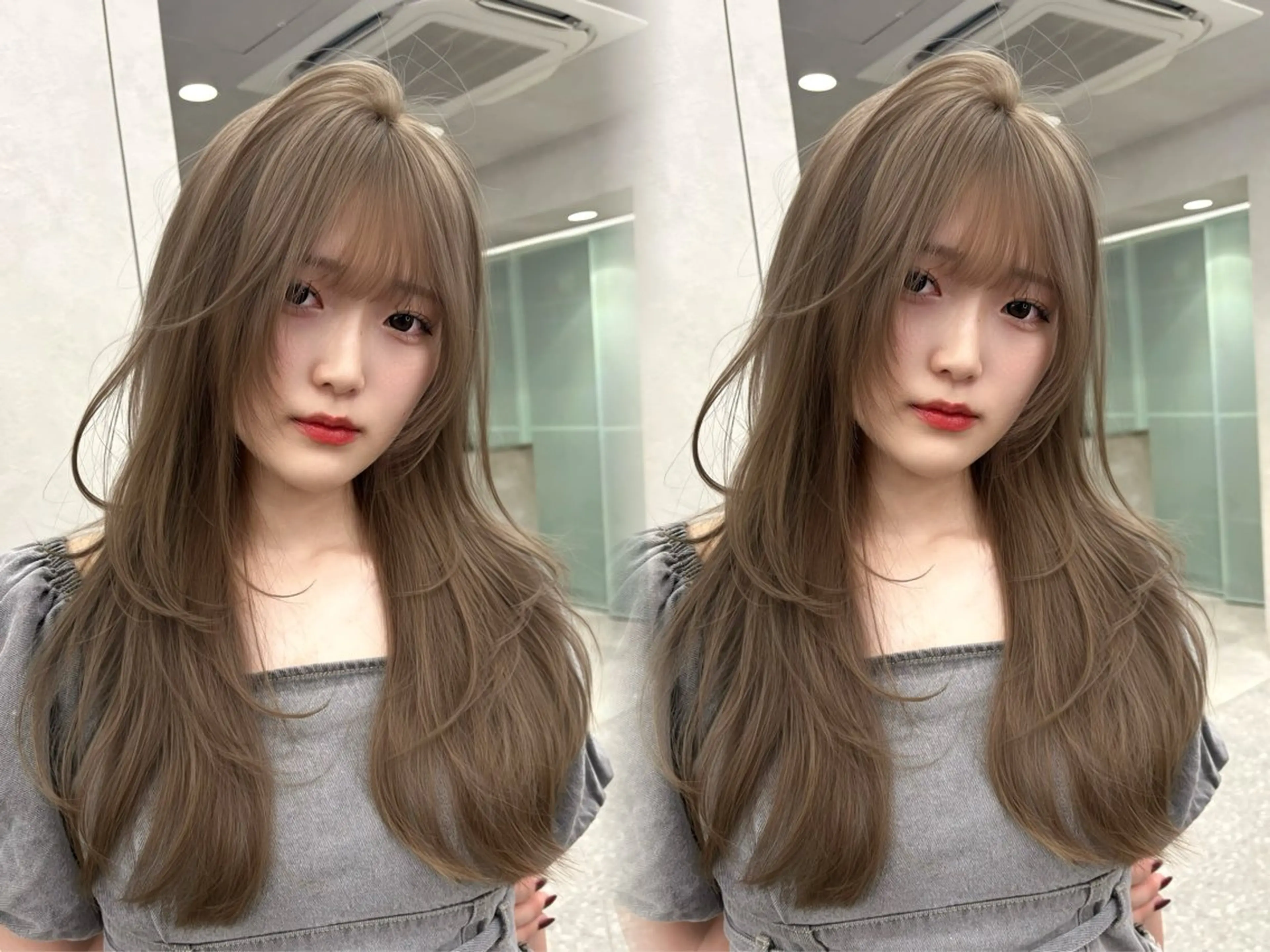 セミロング カット ヘアカラー トリートメント 韓国🇰🇷レイヤー 透明感/秀瑛🩶のヘアスタイル