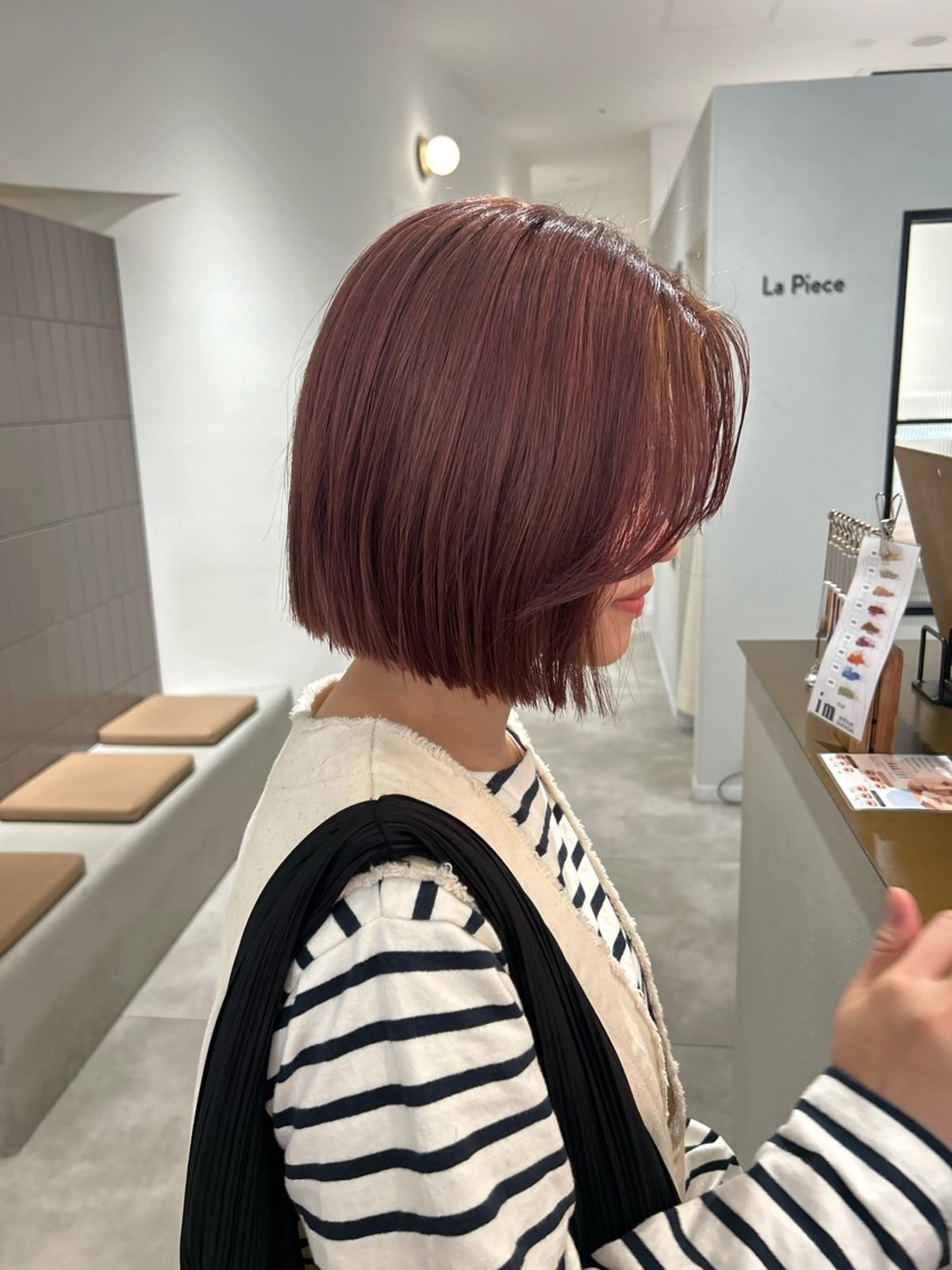 ミディアム カラー ベージュカラー ブリーチ ピンクカラー ピンクベージュ ヘアカラー オリーブベージュ/ ブリーチなし透明感のヘアスタイル