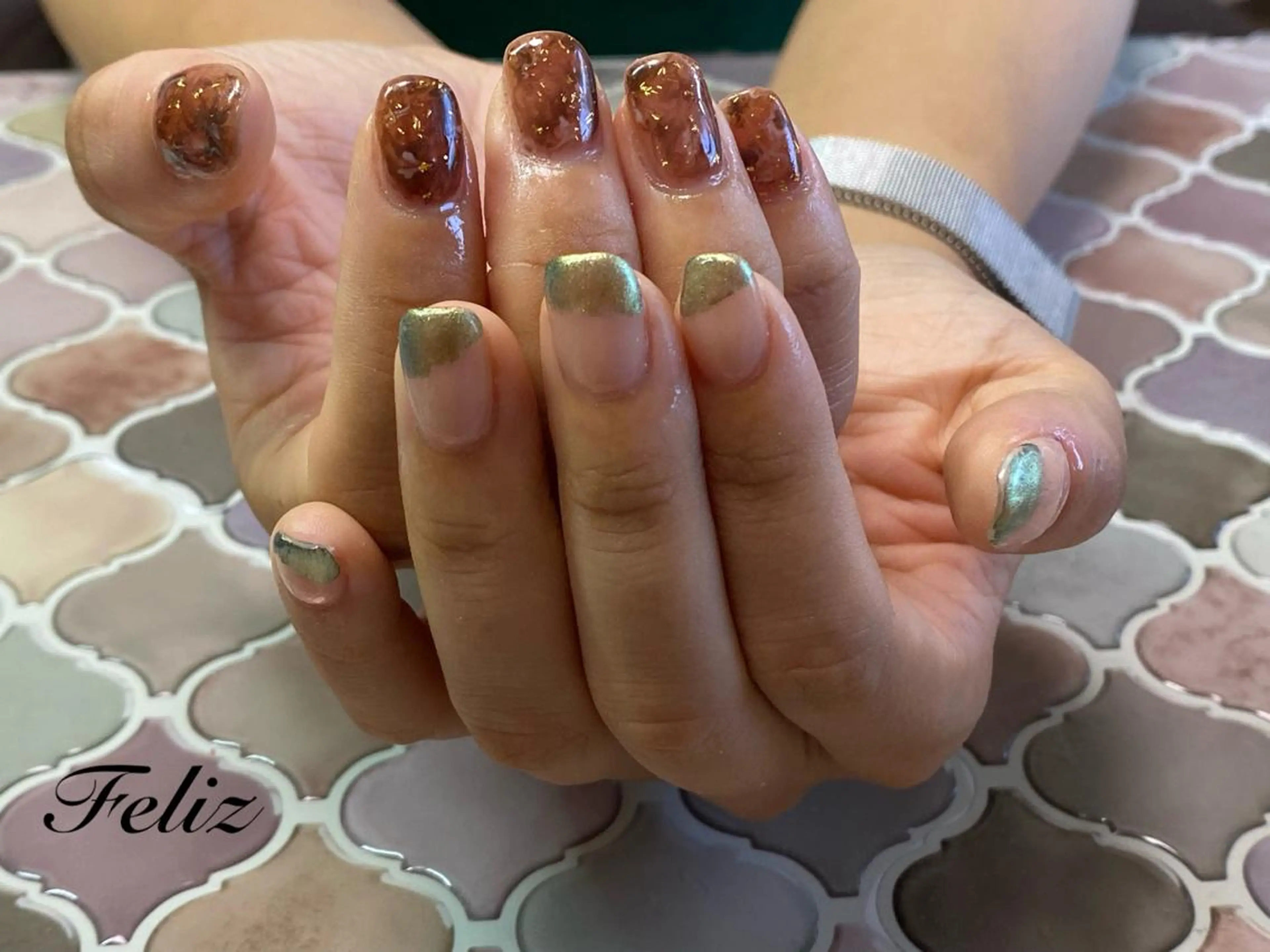 ネイル 痛ネイル/ワンホン/ フィルイン/長さだしのネイルデザイン