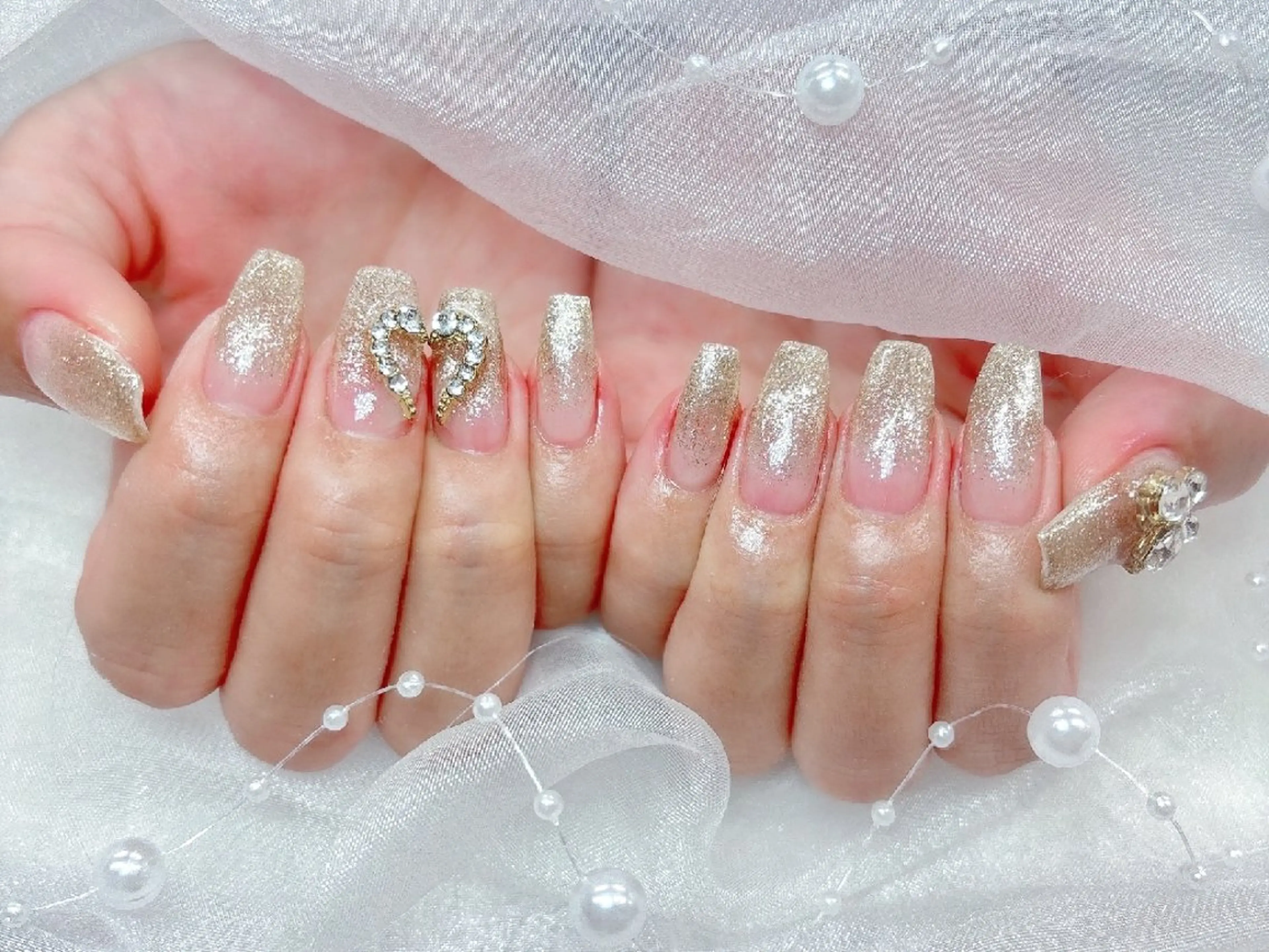 ネイル チークネイル 長さ出し フラッシュネイル フレンチネイル ジェルネイル Chouette Nailのネイルデザイン