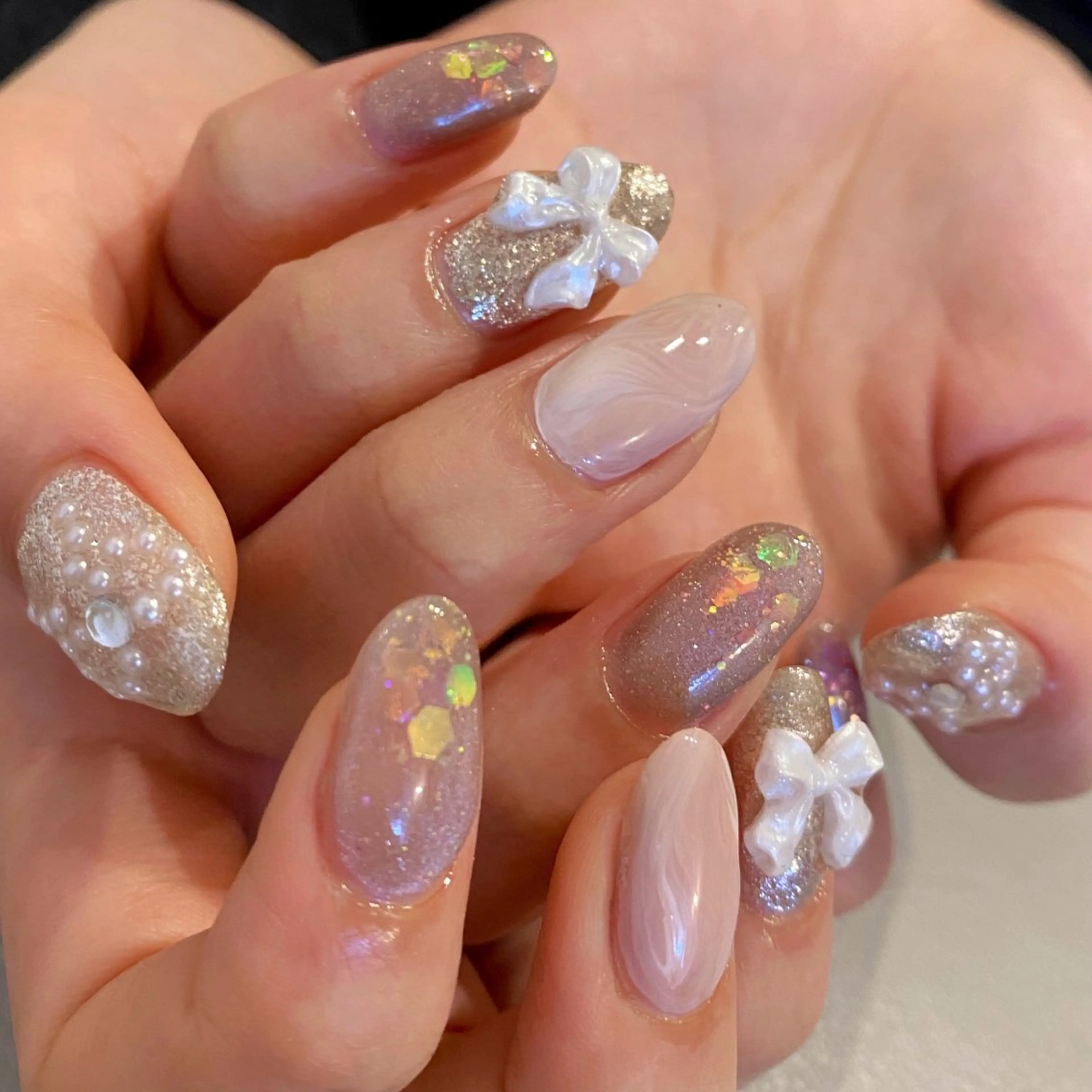 ネイル ニュアンスネイル ピンク リボン nail amuseのネイルデザイン