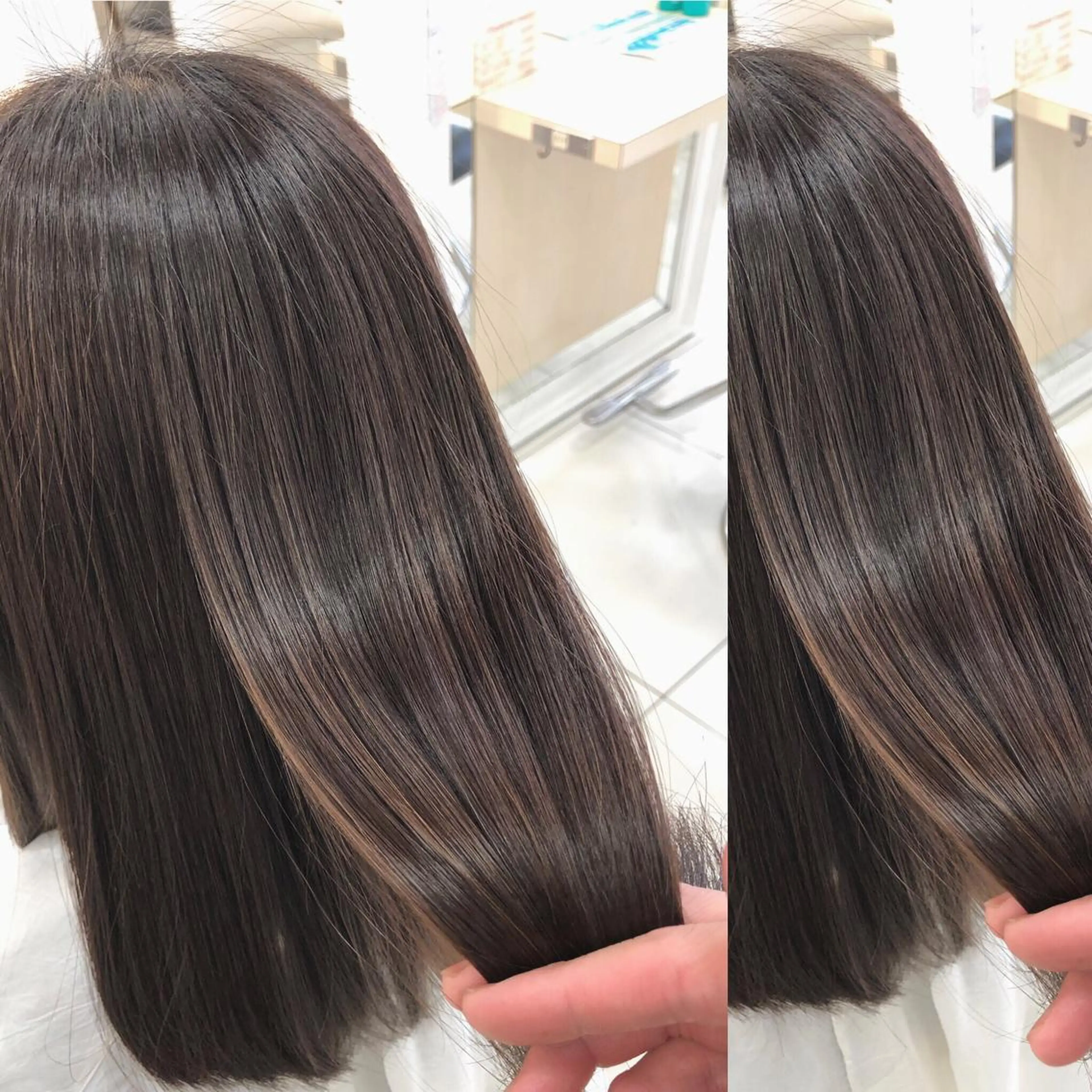 ロング アッシュ 学生 髪質改善 レイヤーカット 縮毛矯正 Ash 山田 勇太のヘアスタイル