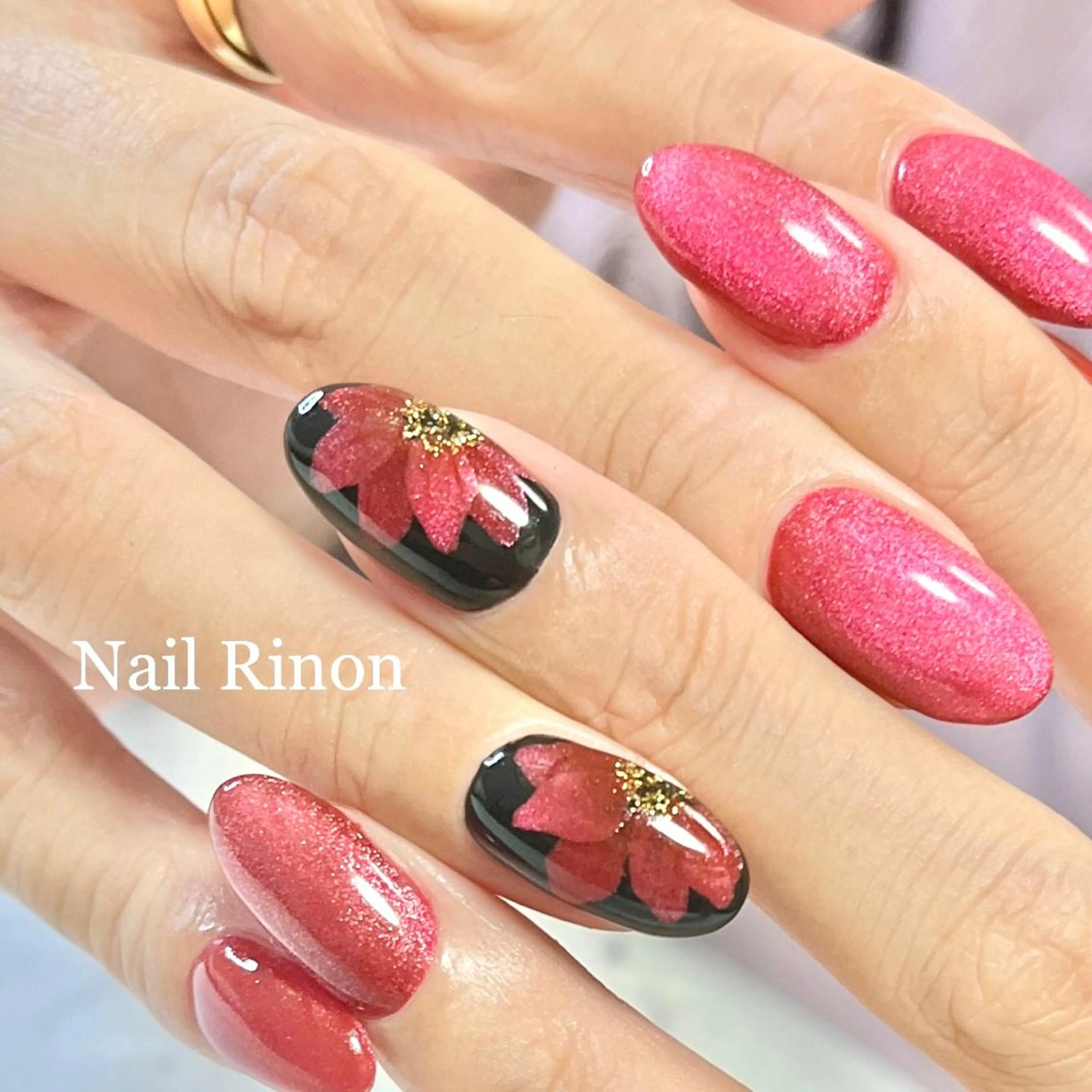 ネイル アートネイル マグネットネイル 冬ネイル クリスマス ハンドネイル Nail Rinonのネイルデザイン