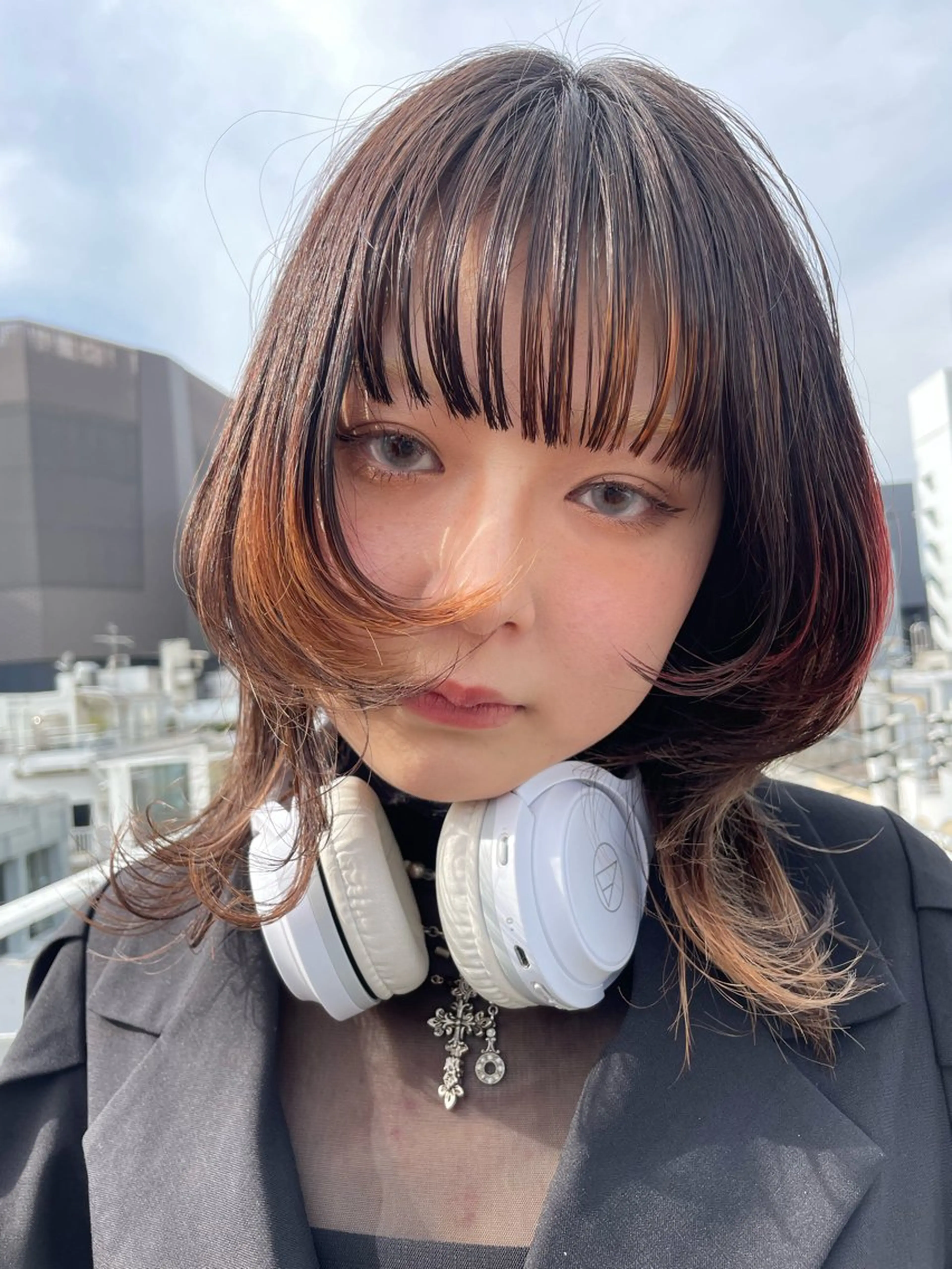 ミディアム レイヤーカット ウルフカット ウルフレイヤー レイヤーカットモデル ショートカット/颯大のヘアスタイル