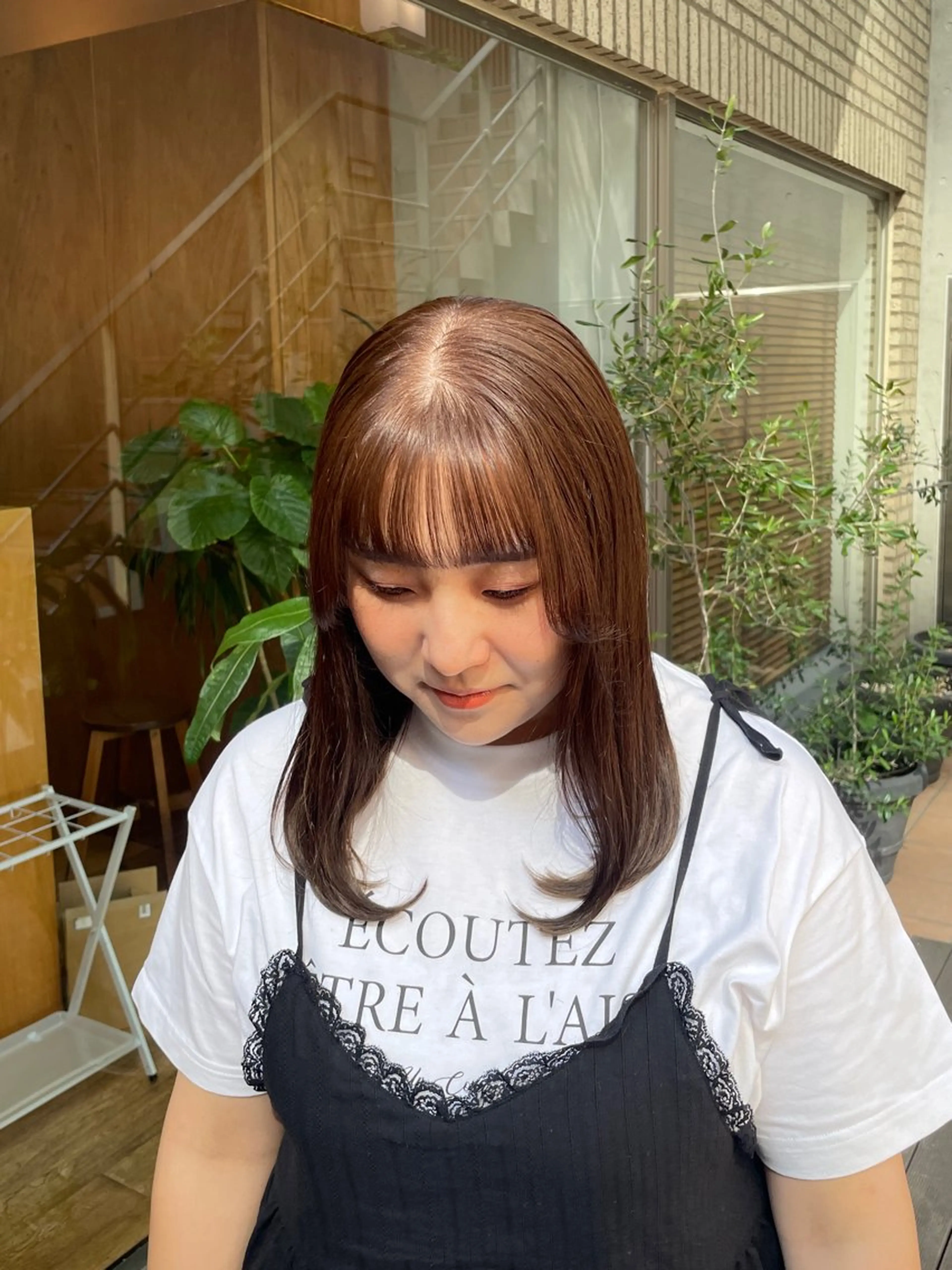 セミロング カラー ブリーチ 透明感カラー ブリーチなしカラー カット ヘアカラー トリートメント 縮毛矯正/暖色 カラー/ひかるのヘアスタイル