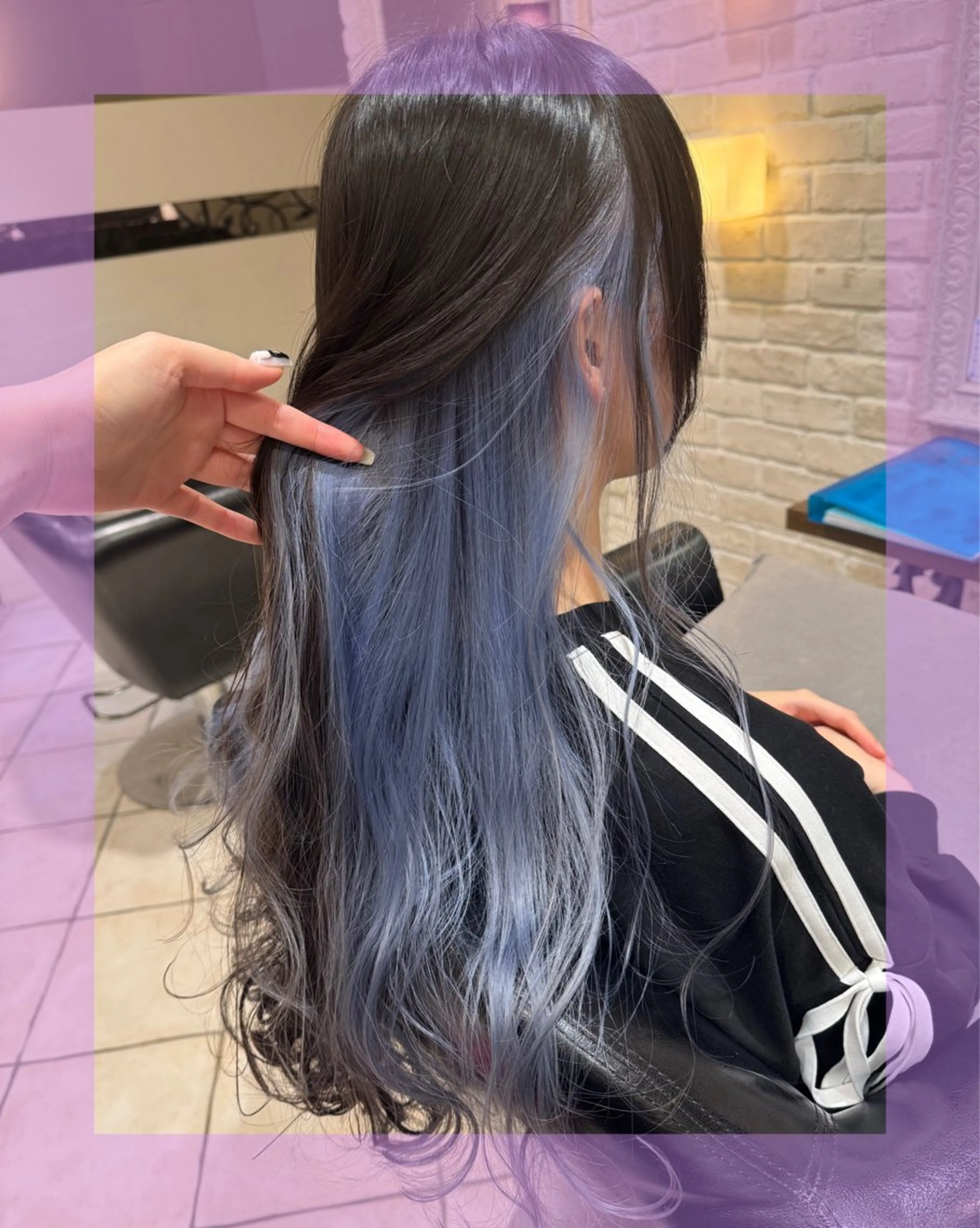 ロング カラー ブリーチ カット ヘアカラー 🦄ブリーチ💜エク ステ💜MIU🦄のヘアスタイル
