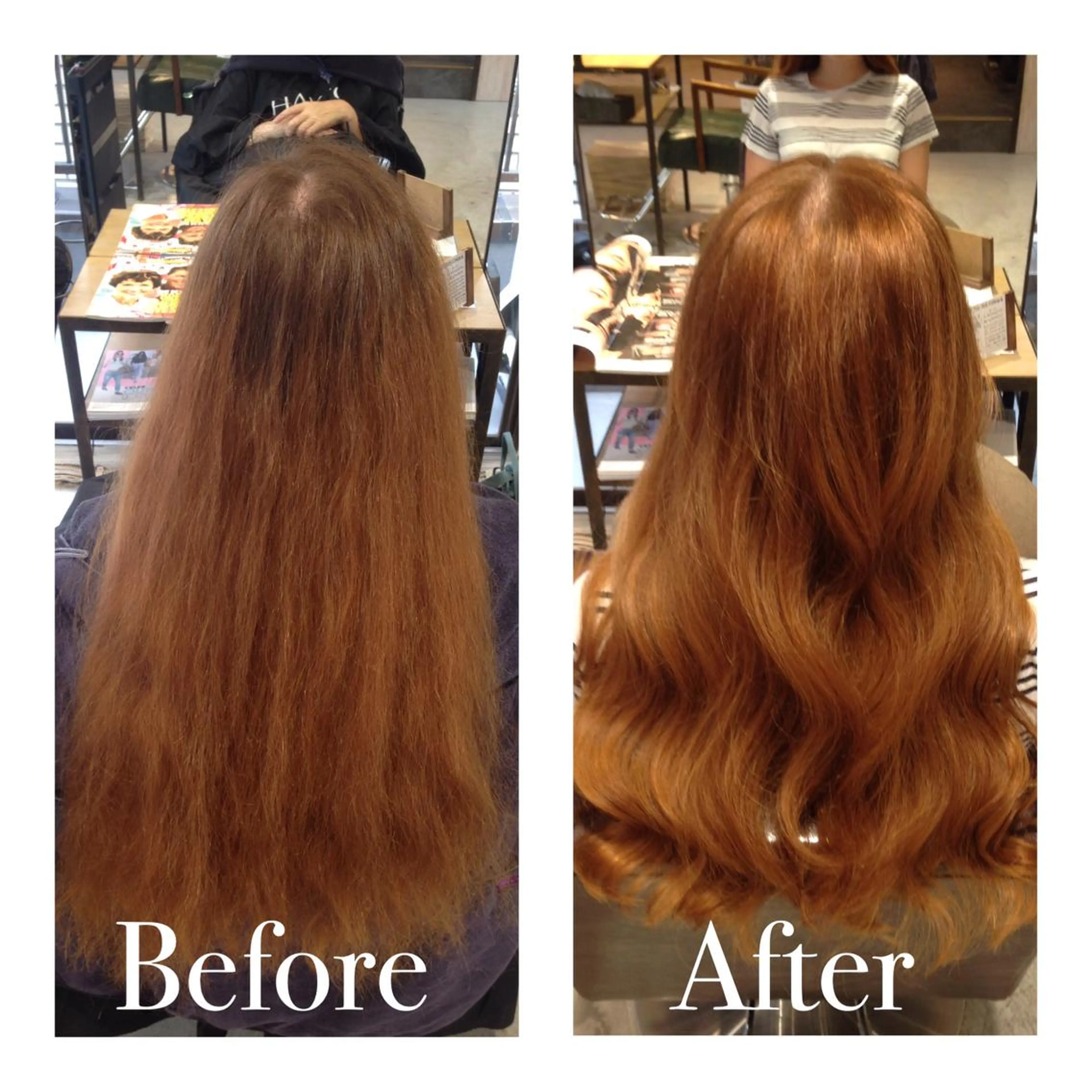 セミロング ロング カラー パーマ アオガミ （前髪顔周りカット）のヘアスタイル