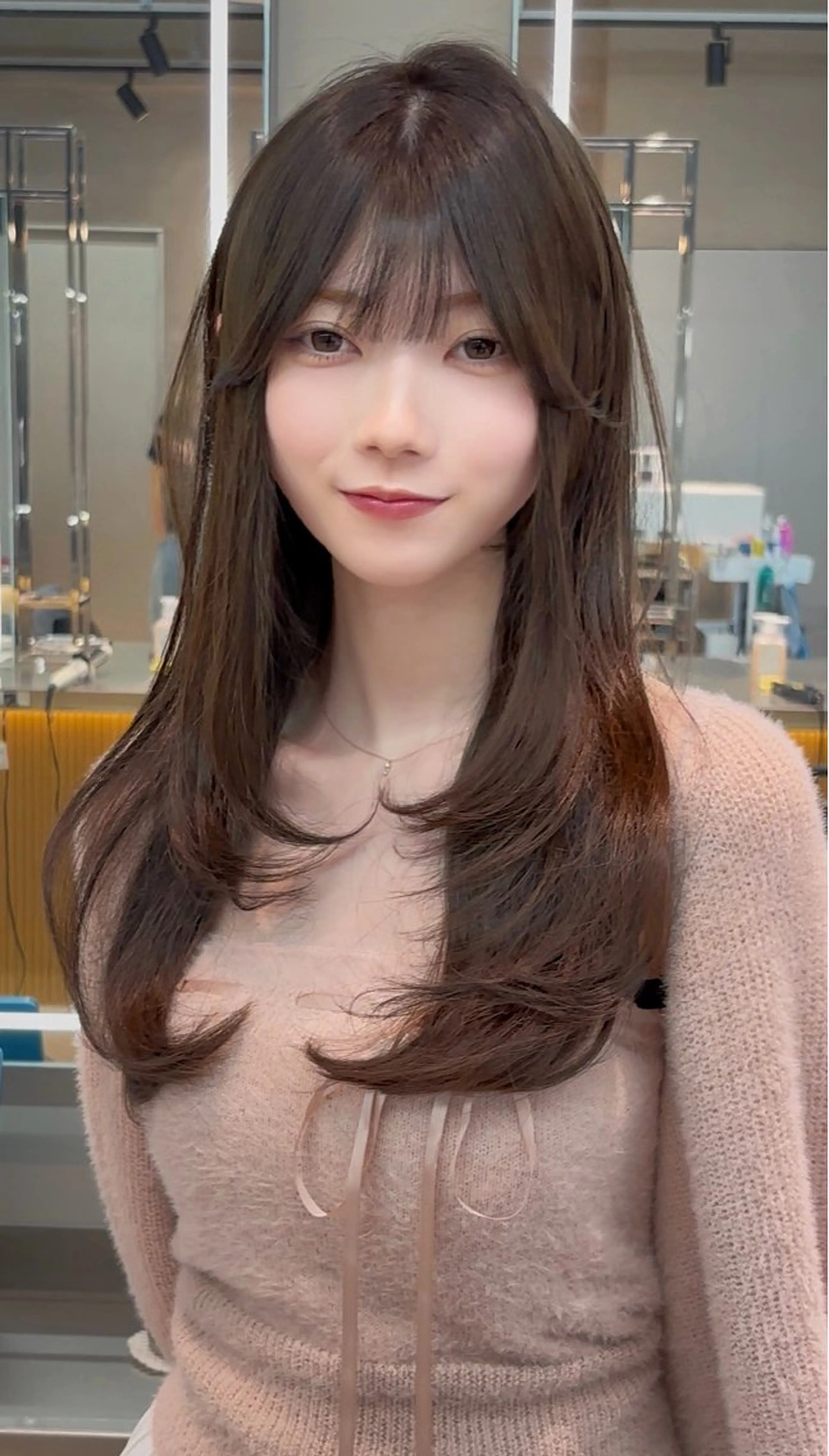 ミディアム カラー ミディアムレイヤー 透明感カラー ボブ 顔まわりレイヤー 韓国風ヘア ブリーチなしW/透明 感カラー　吉村　清志のヘアスタイル