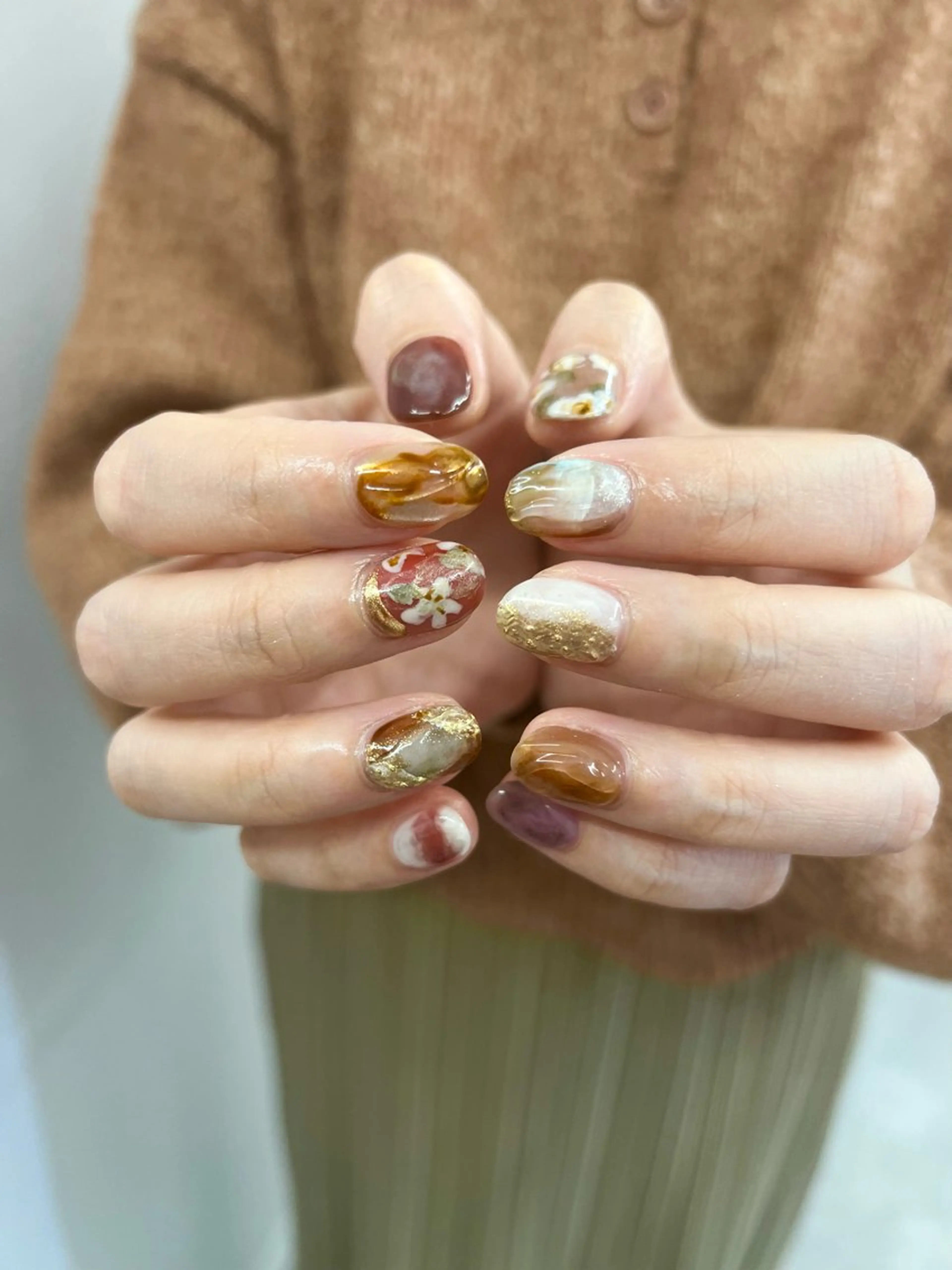 ネイル アートネイル ブラウン フレンチネイル ジェルネイル マグネットネイル ハンドネイル ハンドケア Bana_ Nailのその他イメージ