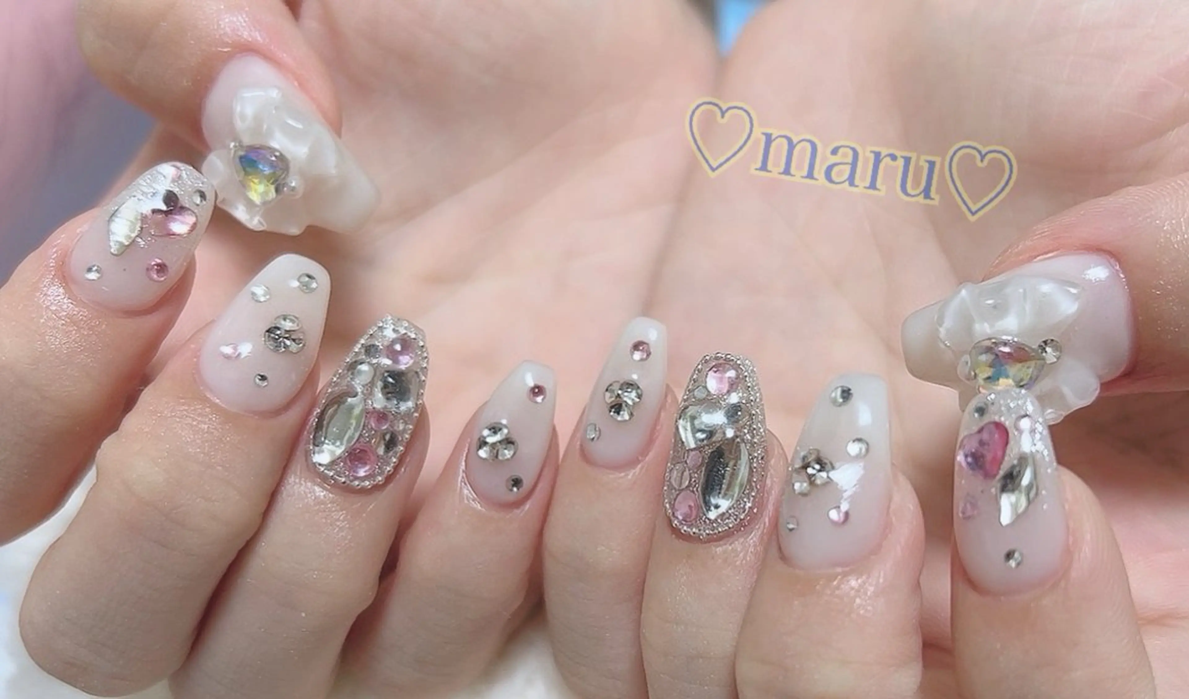 ネイル リボン ハンドネイル フットネイル まるみ ♡のネイルデザイン