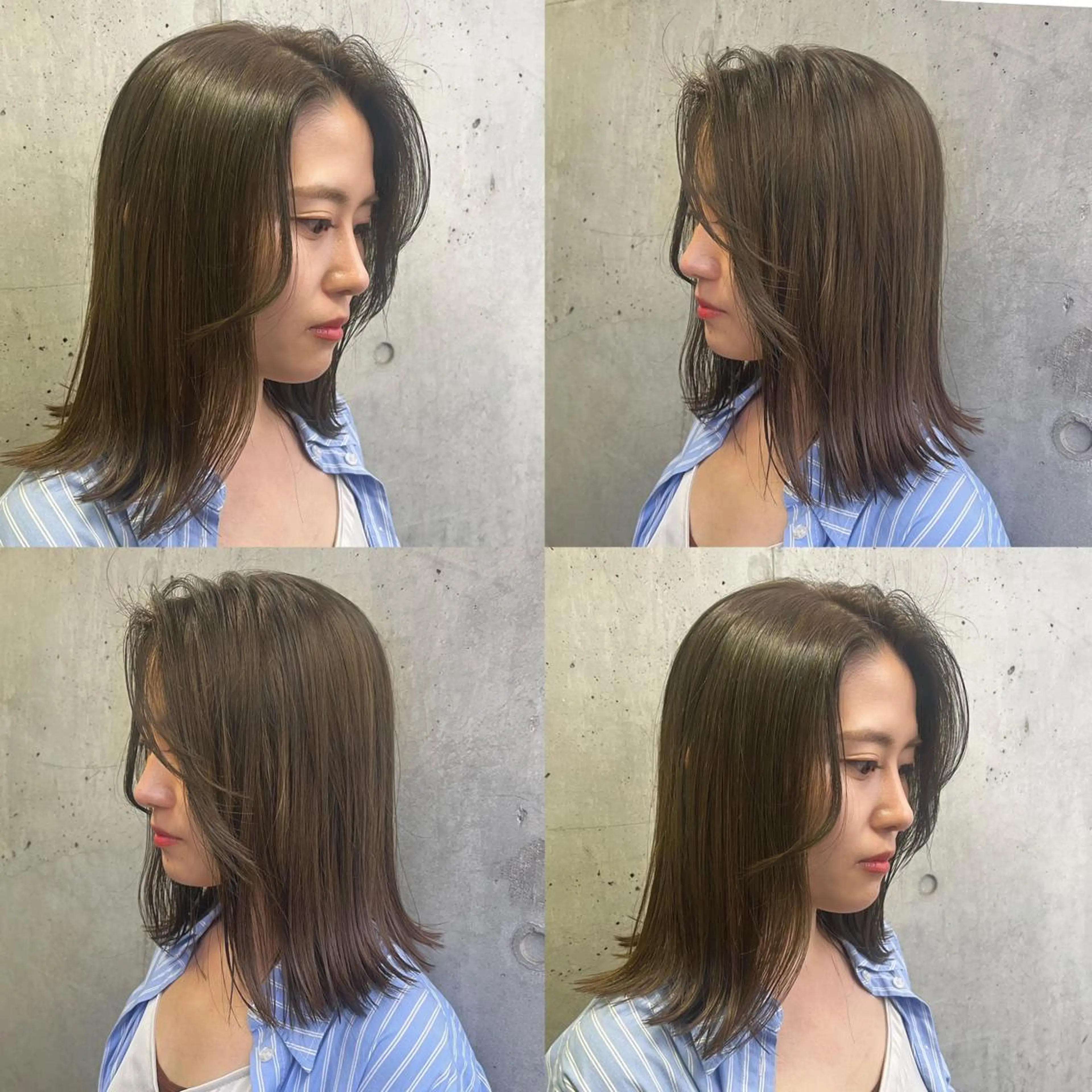 ミディアム カラー ベージュカラー ブラウンカラー 透明感カラー グレージュ オリーブベージュ ヘアカラー トリートメント ヘッドスパ ヘアセット カジュアルを女っぽく 𝗮𝘆𝗮𝗰𝗼のヘアスタイル
