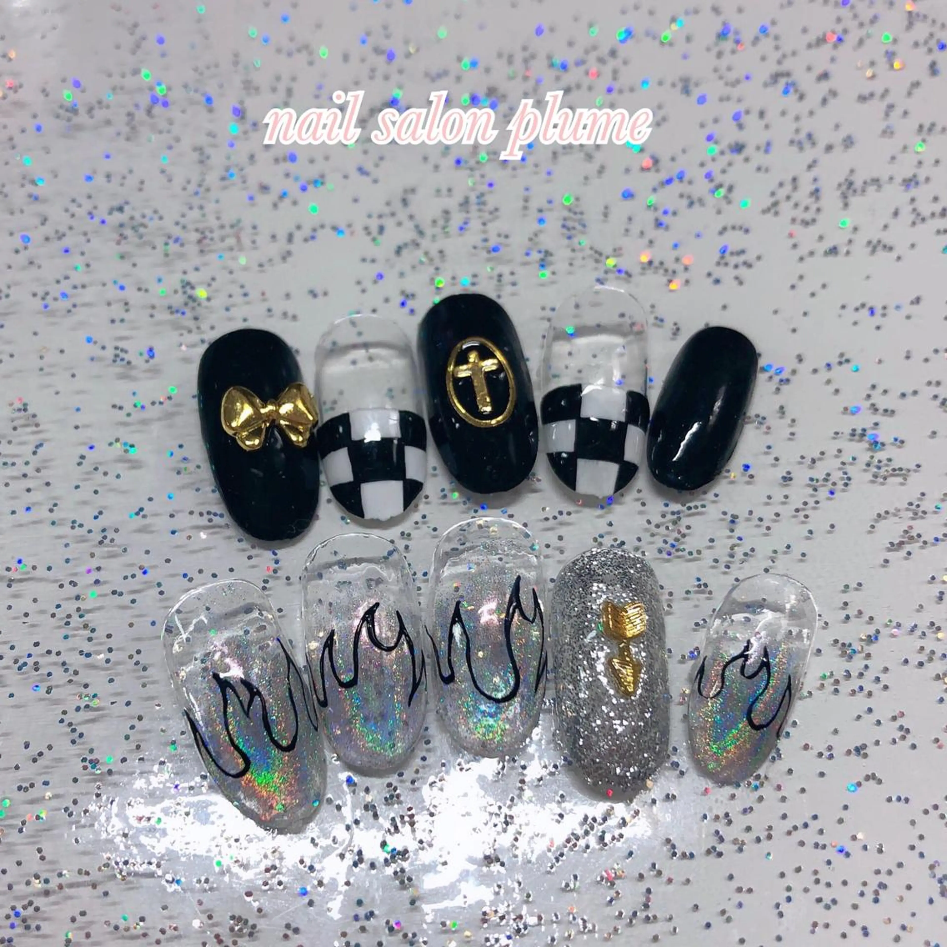 ネイル アートネイル クリアネイル ハート キラキラネイル 韓国ネイル plume nail ☆韓国ネイルのネイルデザイン