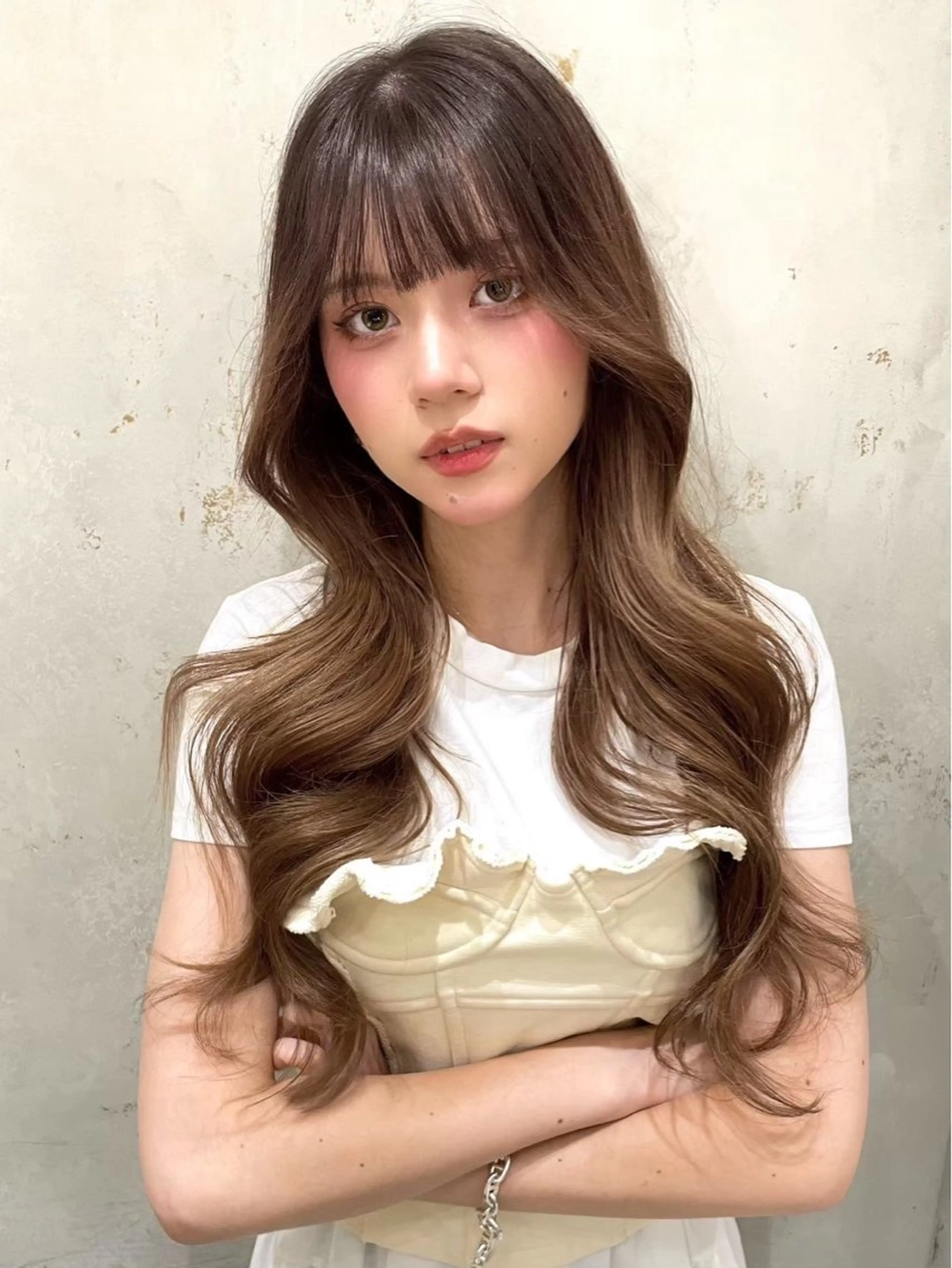 ロング カラー 💖しの💖韓国ヘア レイヤーカットのヘアスタイル