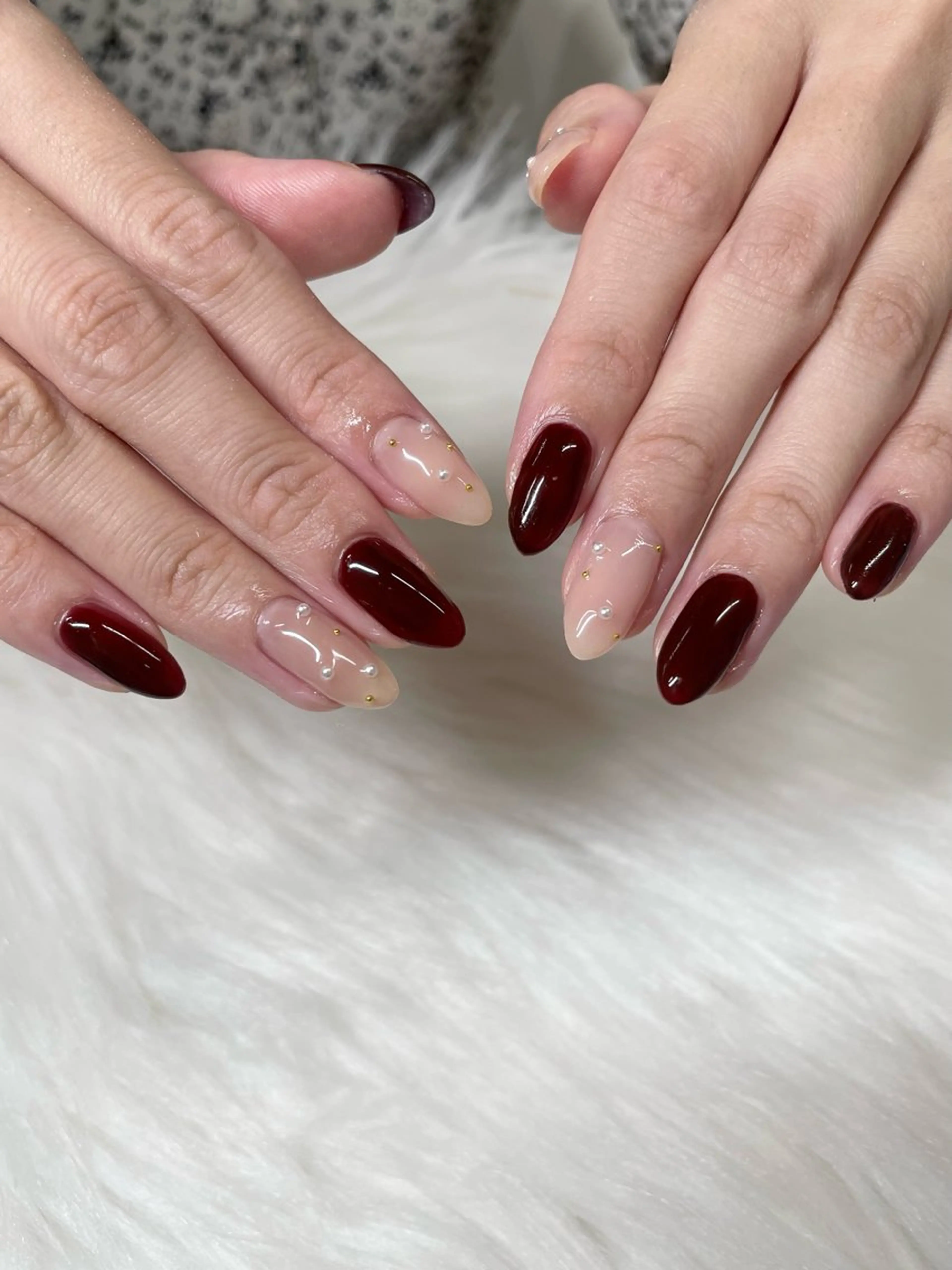 ネイル ボルドー ジェルネイル シンプルネイル JFYnail所属・昭和町ネイル 𝘯𝘢𝘮𝘪のネイルデザイン