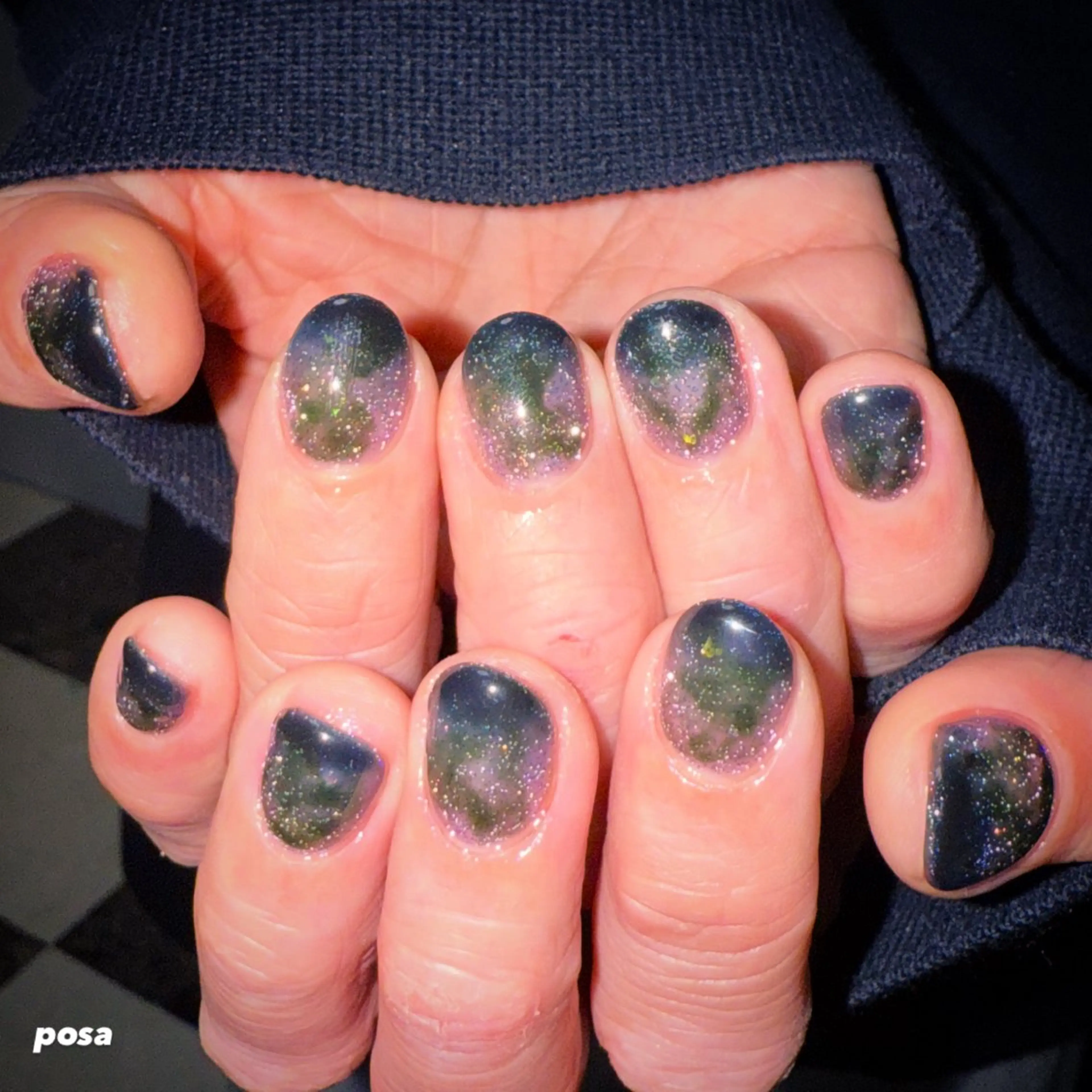 ネイル キラキラネイル ニュアンスネイル シンプルネイル ハンドネイル posa nail モエミのネイルデザイン