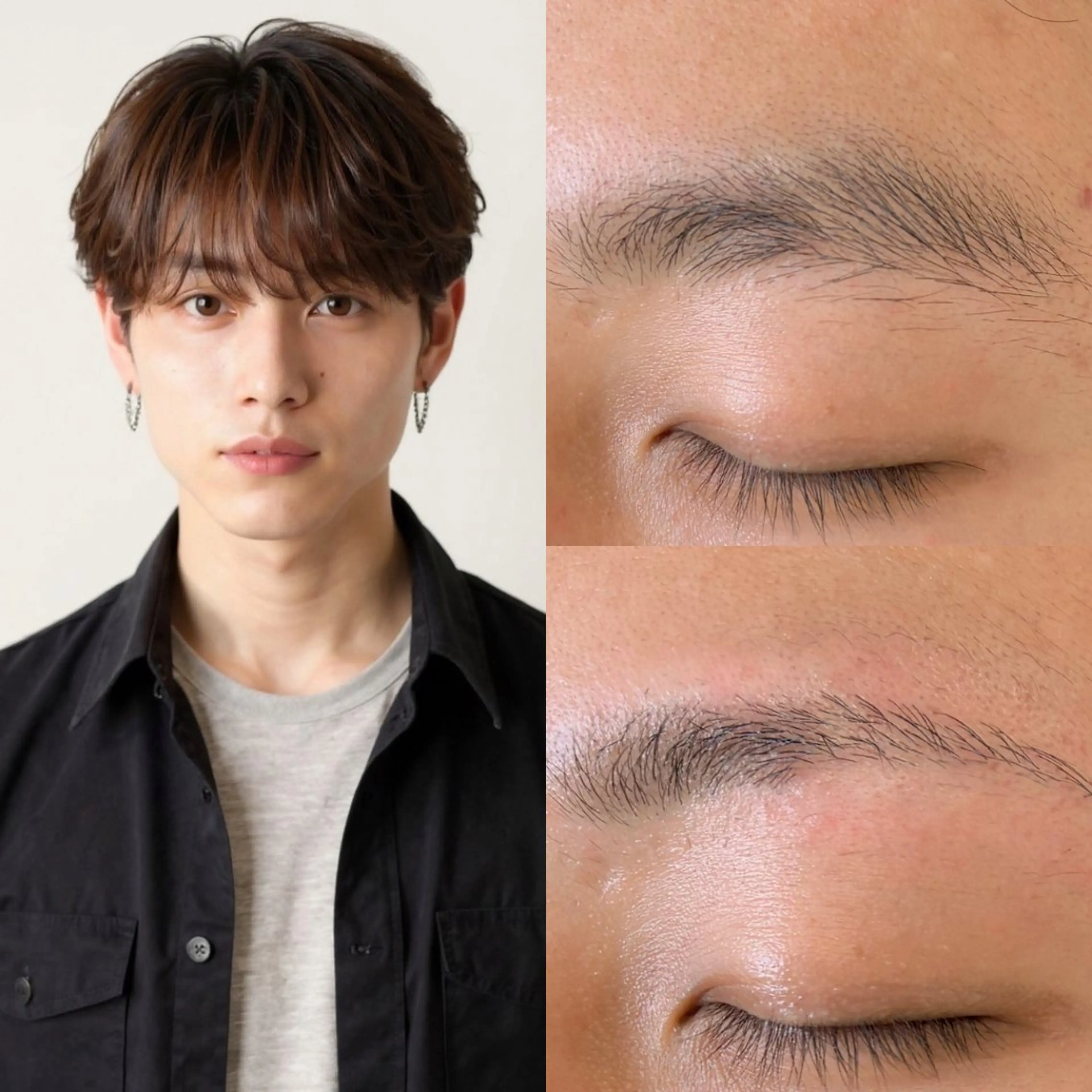 メンズ【カット×美眉スタイリング】セット　シャンプー・ブロー込み　眉カット・間引き・メイク込みの写真