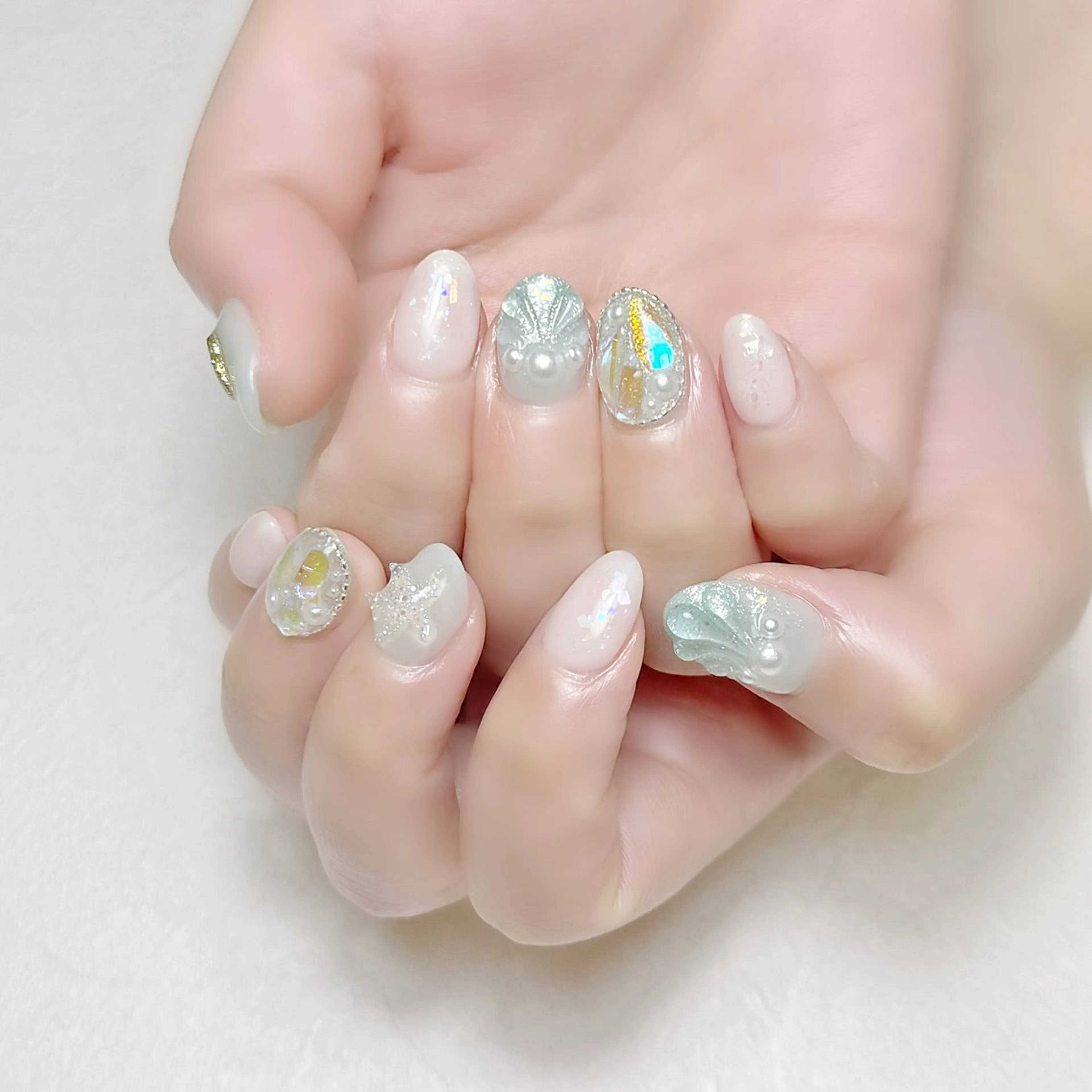 ネイル 氷ネイル・うるうるネイル ラメ(グリッター) 夏ネイル rouse nail RISATOのネイルデザイン