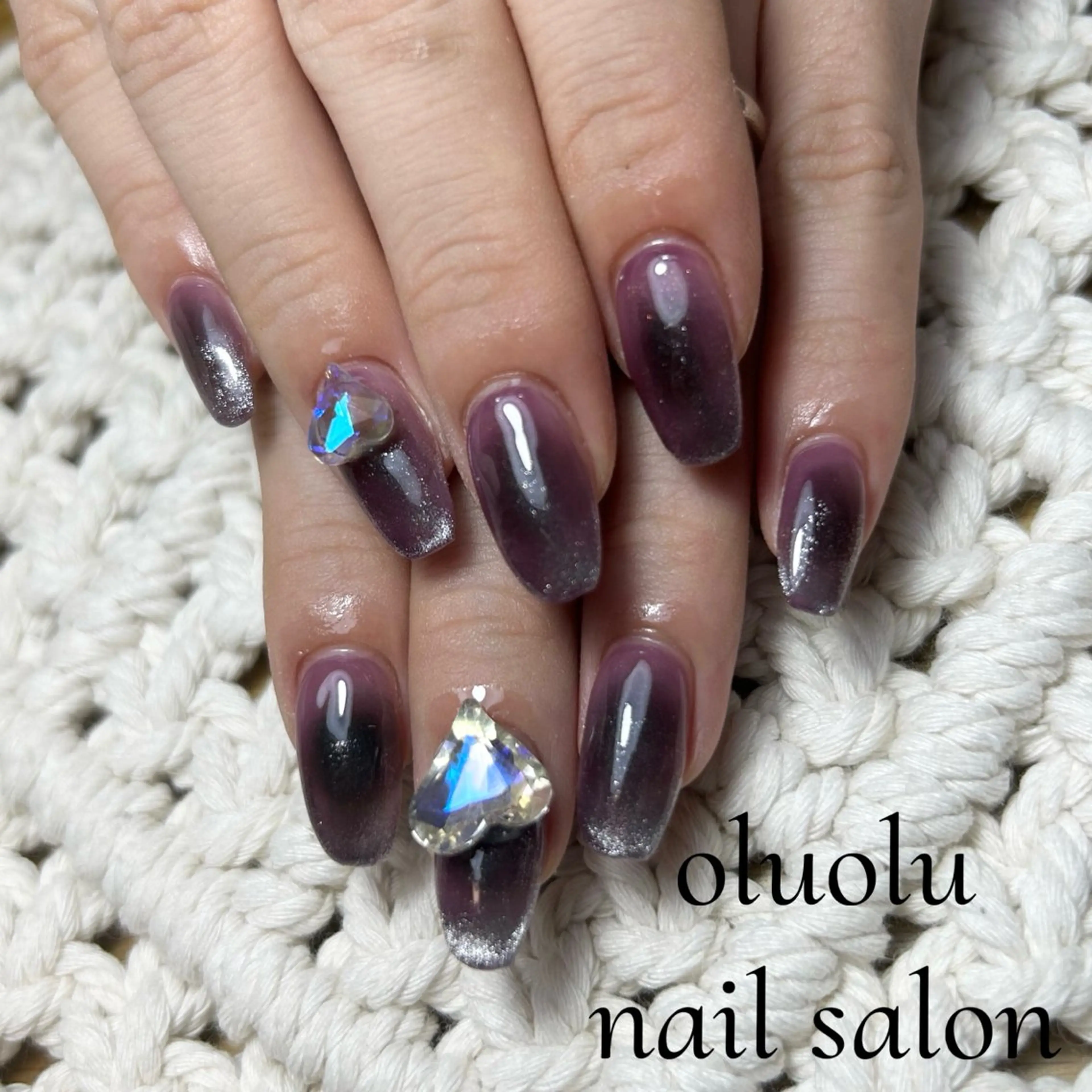 ネイル チークネイル グラデーション マグネットネイル パープル oluolu nailsalonのネイルデザイン