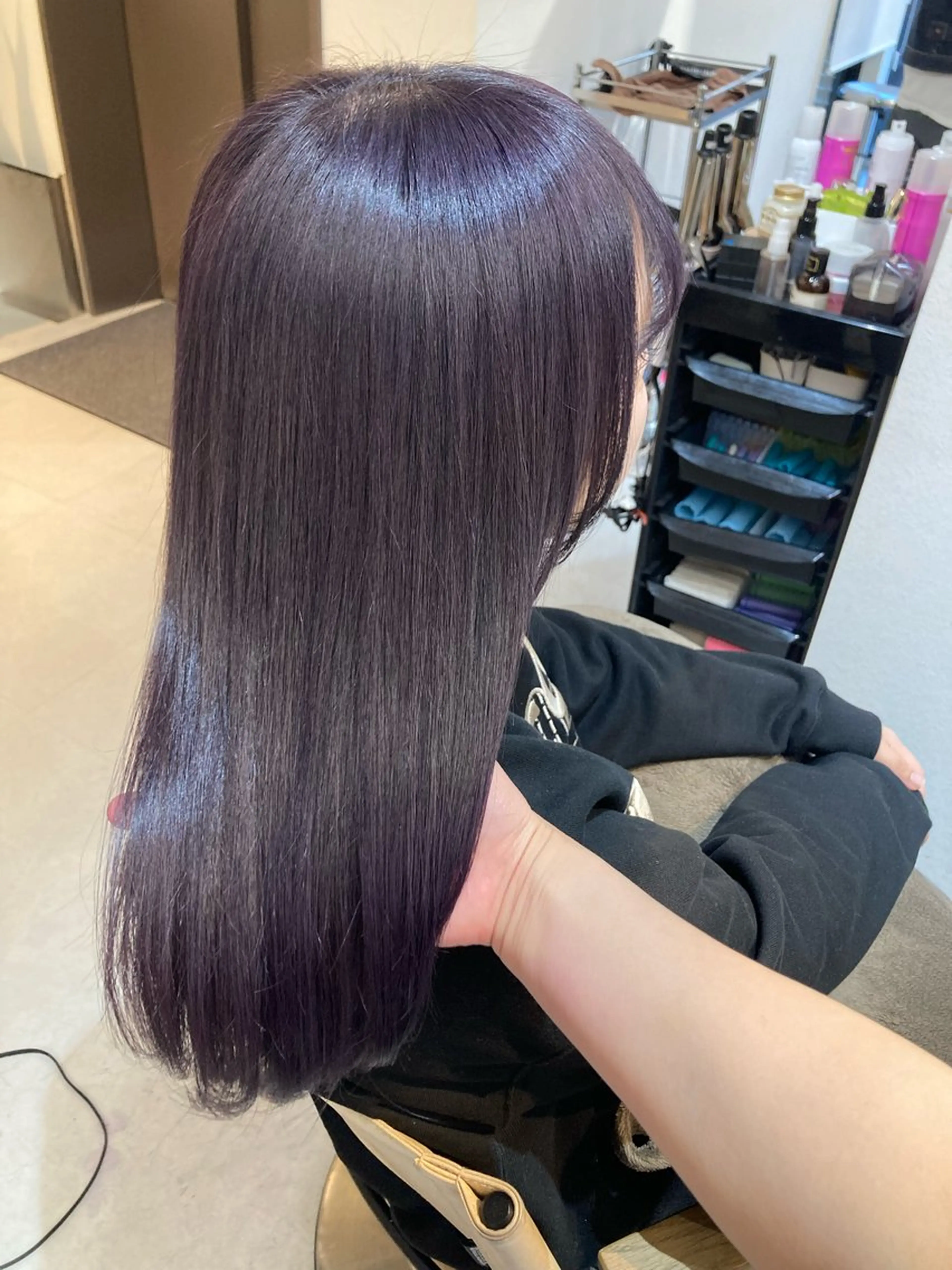 セミロング ヘアカラー トリートメント ✨色持ちの良い艶 カラー✨蟹江真世のヘアスタイル