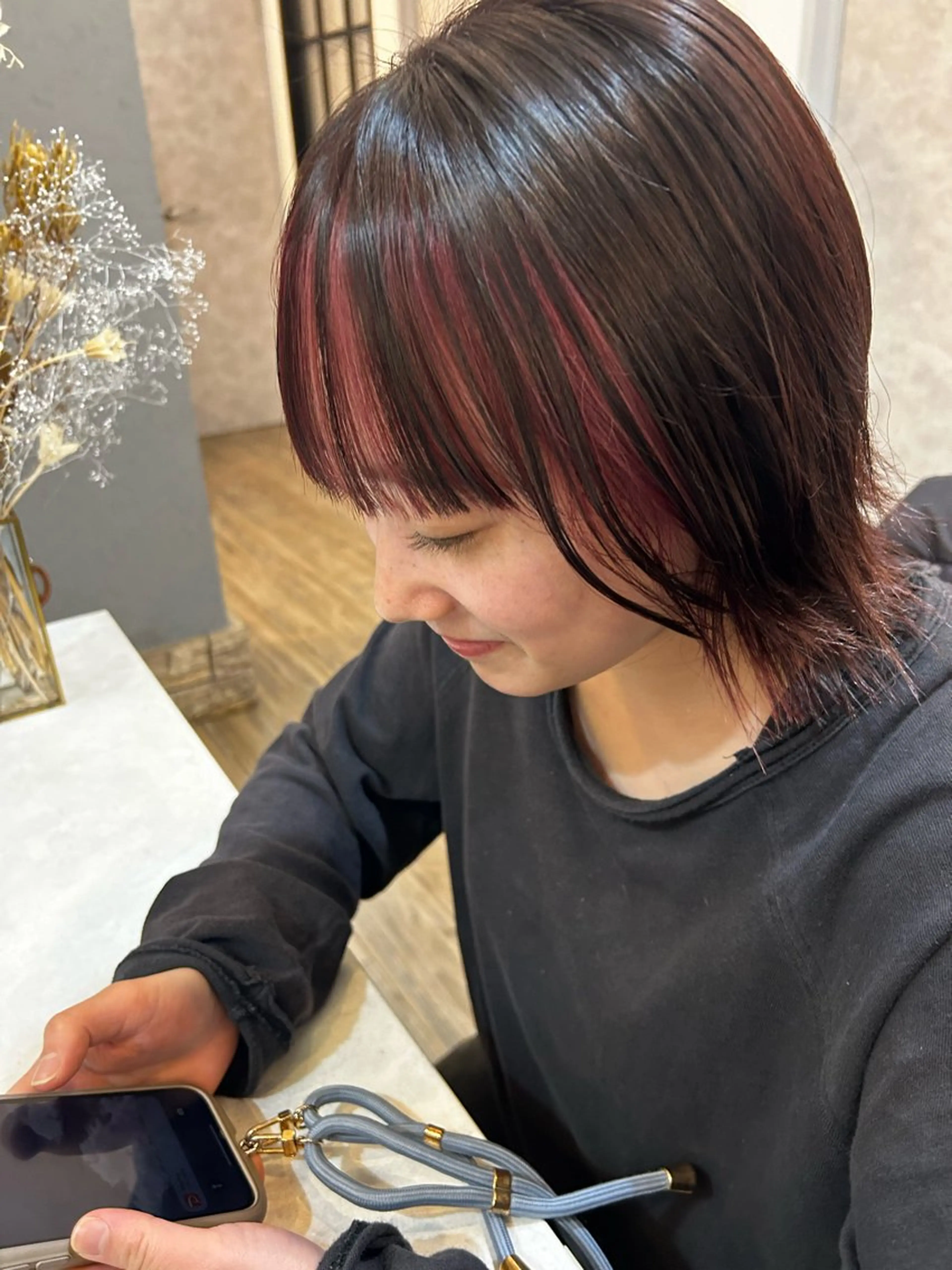 ミディアム カラー ミナミ🩰デサインカ ラー♡ヘアセットのヘアスタイル