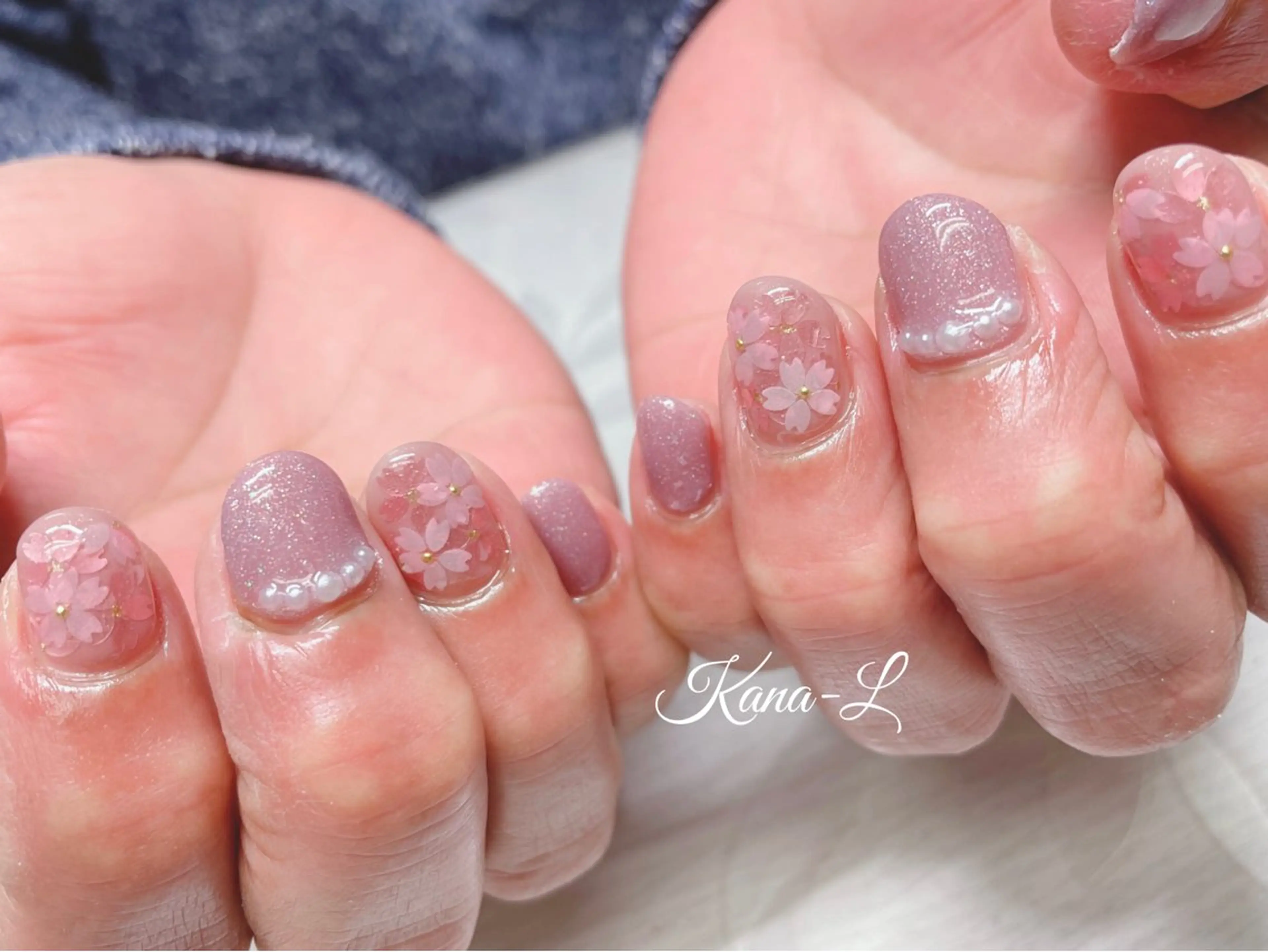 ネイル 桜ネイル ジェルネイル 韓国ネイル パラジェル 春ネイル 芦辺 香奈のネイルデザイン