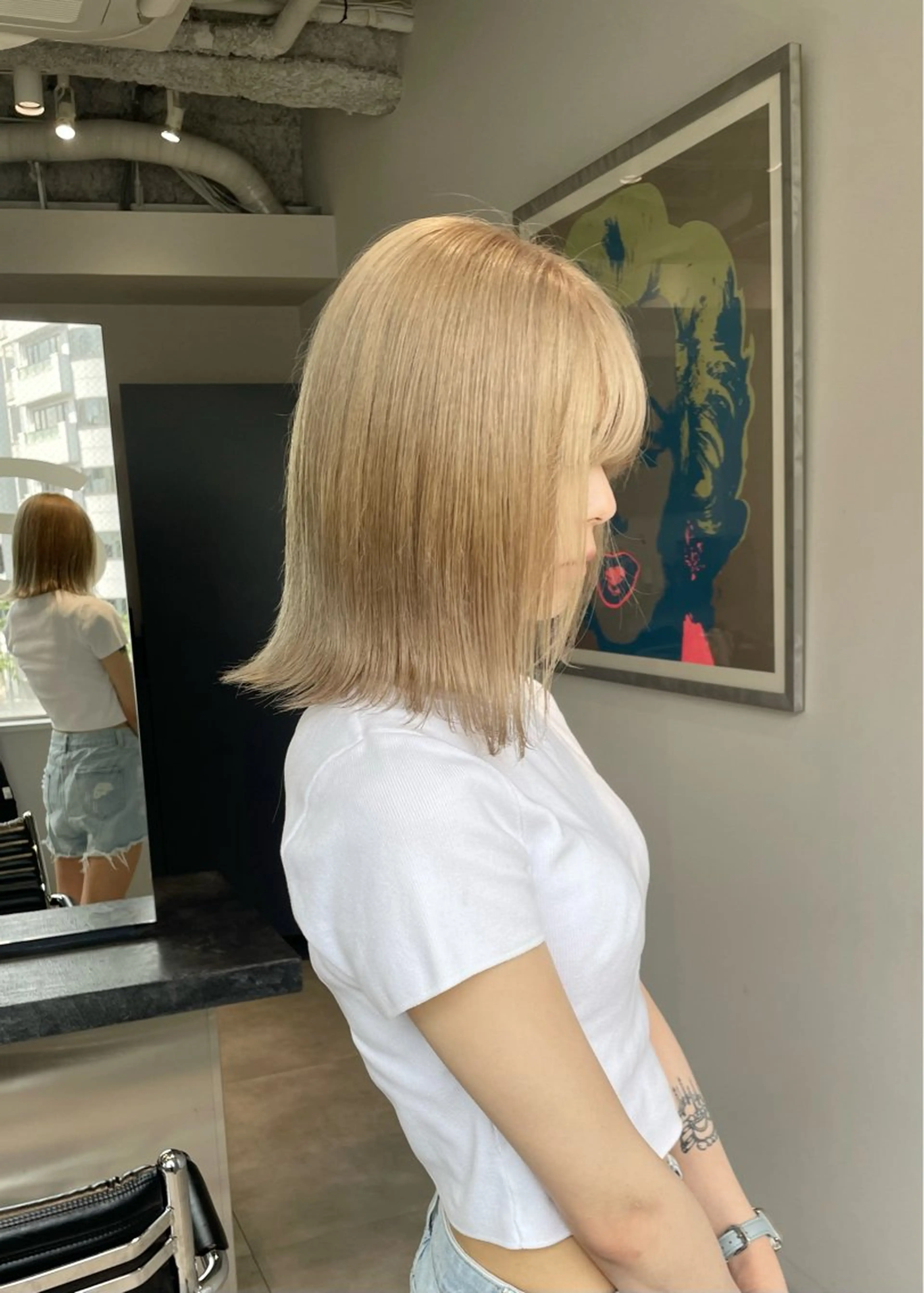ミディアム カラー ベージュカラー ヘアカラー トリートメント 🌷ケアブリーチ /透明感/れい🌷のヘアスタイル