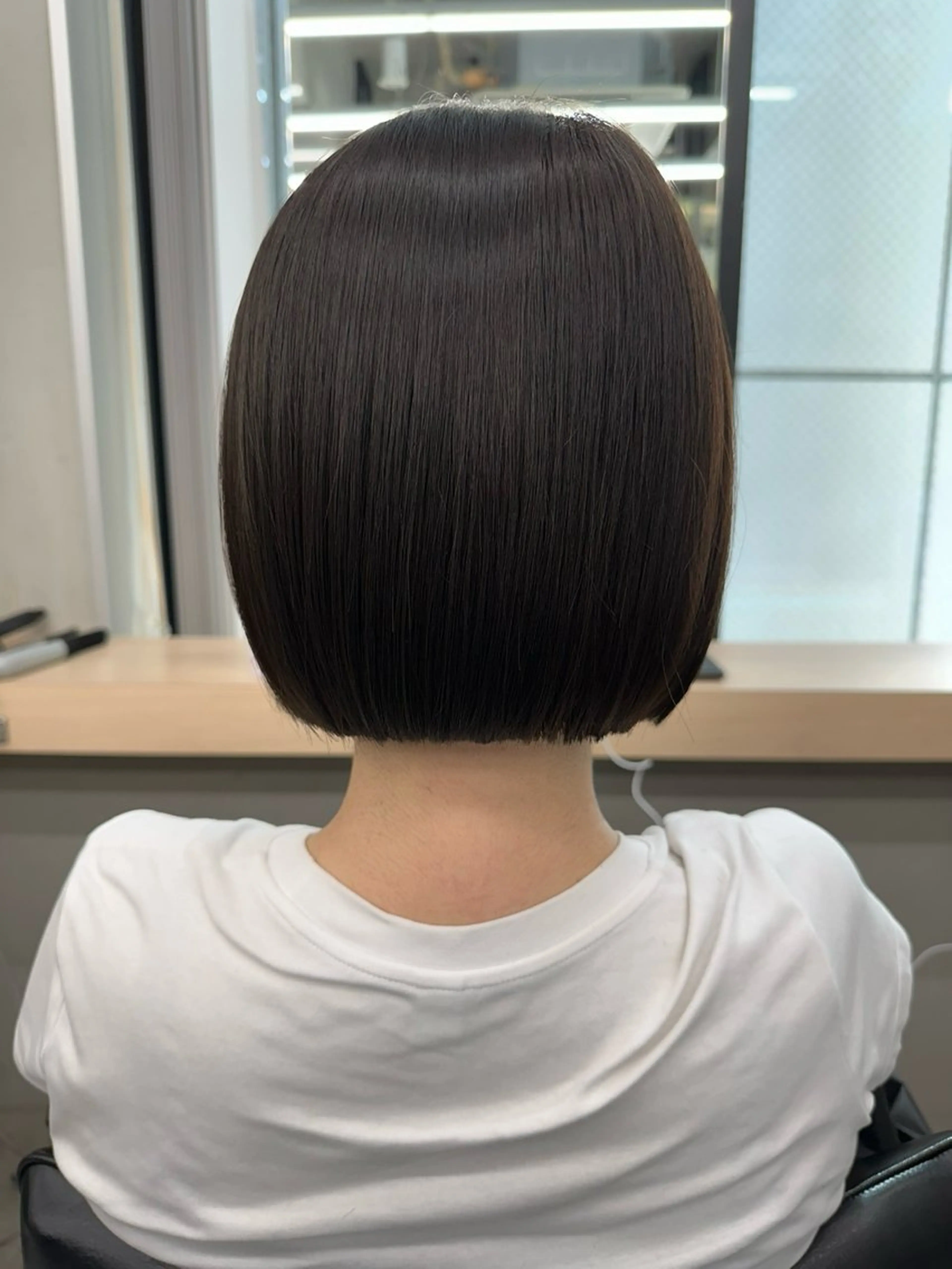 ショート カット ヘアカラー 切りっぱなしボブ/ 小顔ボブNANAのヘアスタイル