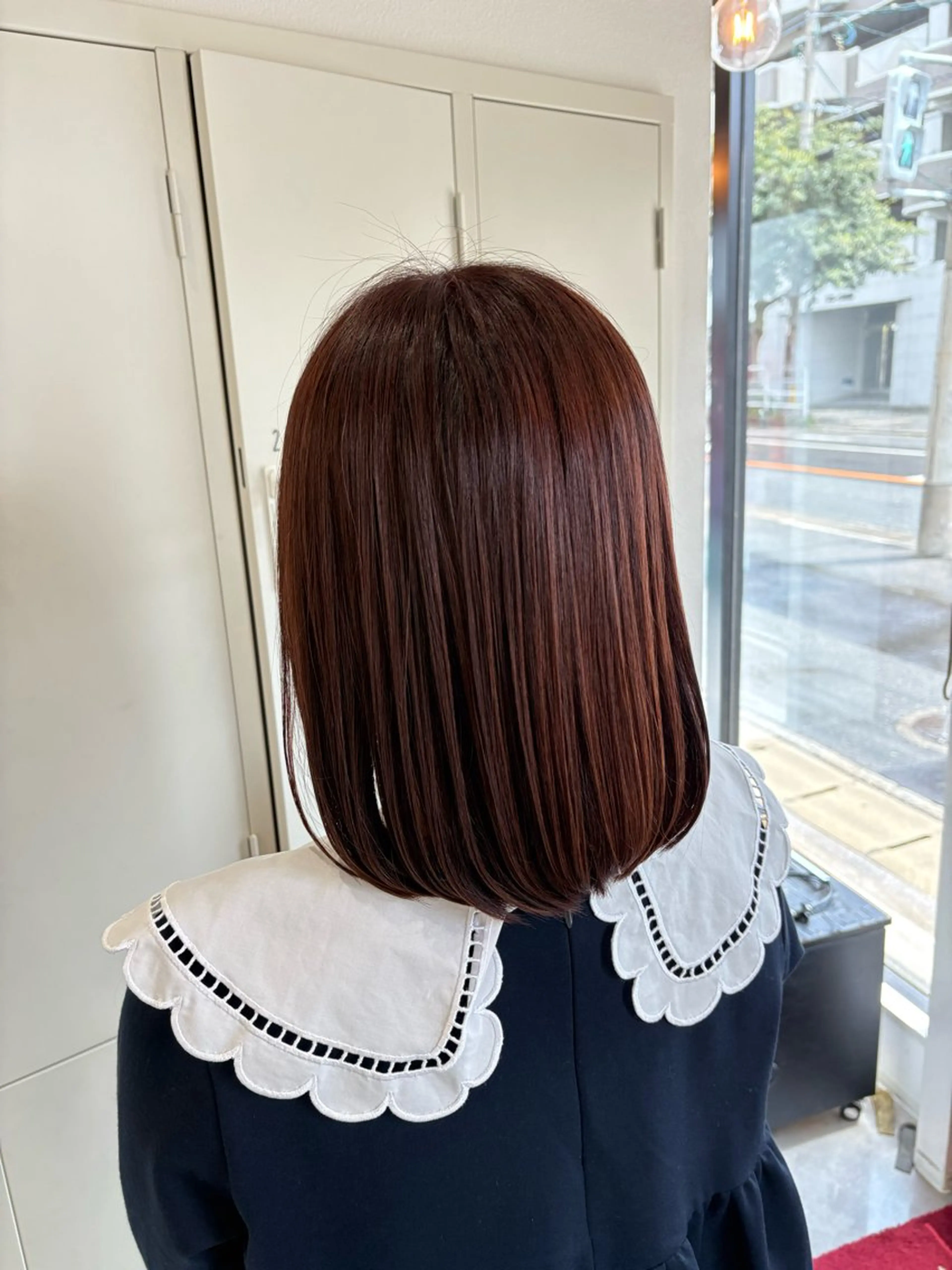 ミディアム カラー ヘアカラー 艶カラー透明感カラー 暖色カラー佐藤舞花のヘアスタイル