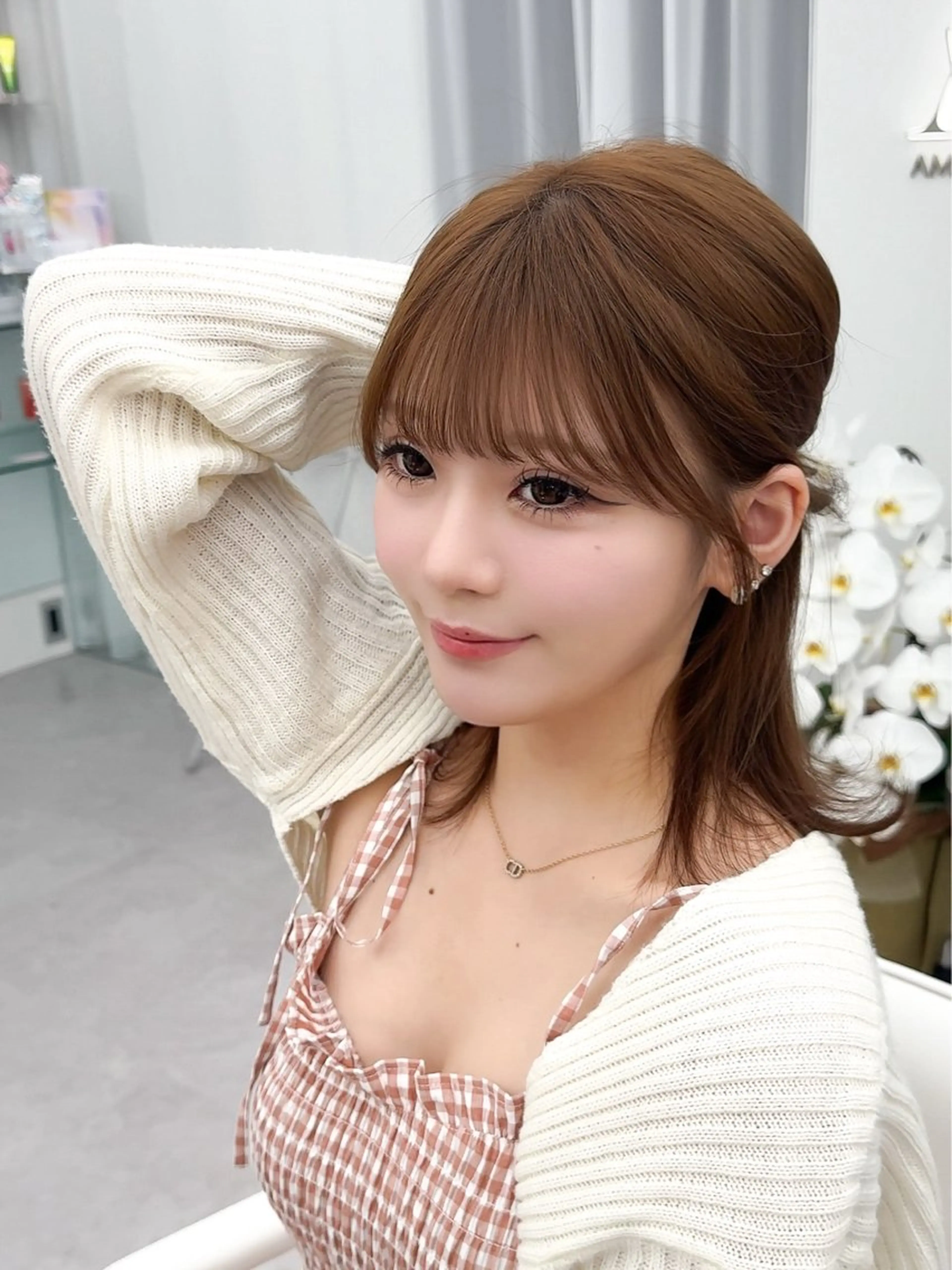 ミディアム カラー ヘアアレンジ カット ヘアカラー トリートメント 最小顔周り レイヤー特化/こうきのヘアスタイル