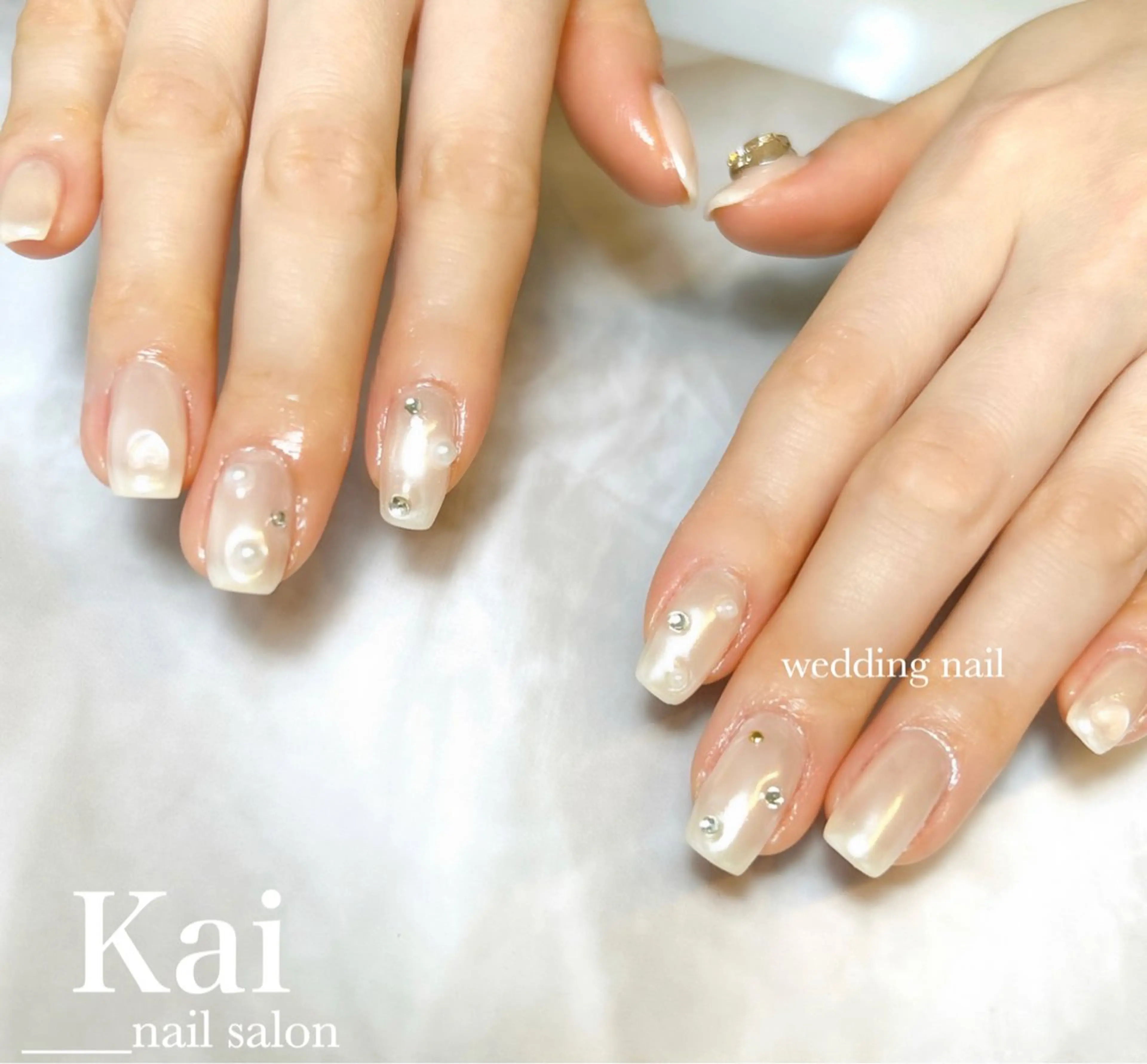 ネイル シンプルネイル ブライダルネイル ホワイト ハンドネイル Kai  nail Mayukoのネイルデザイン