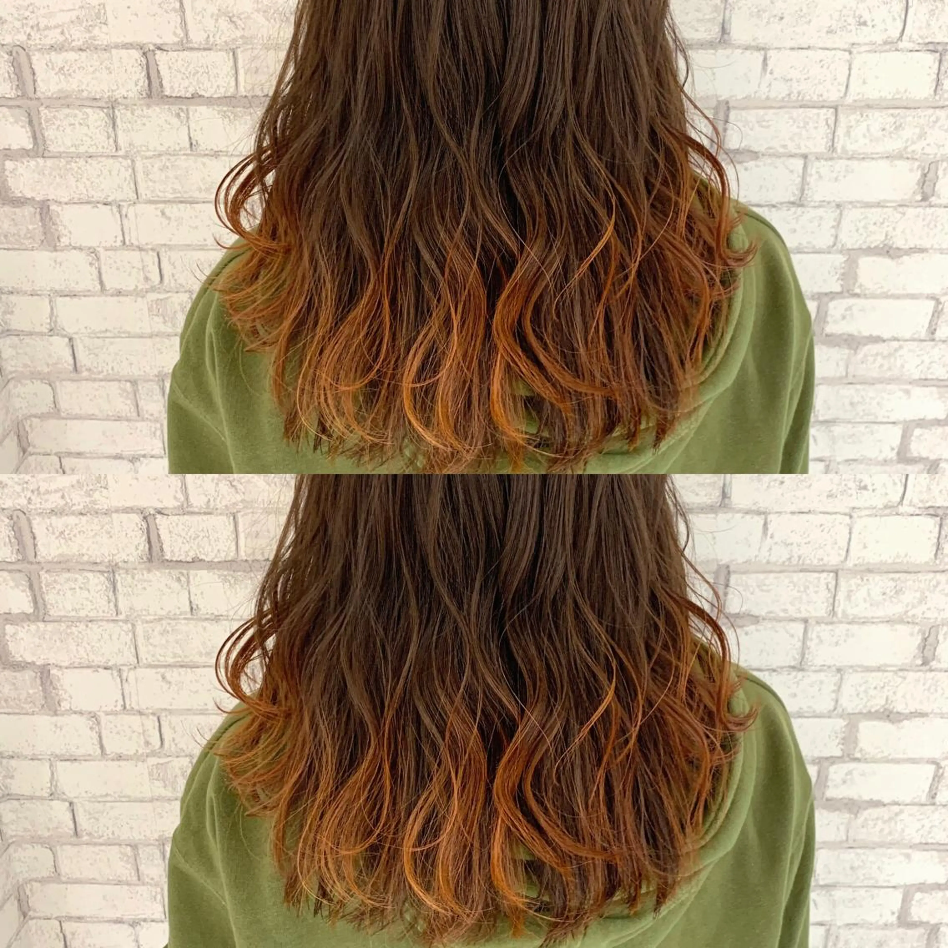 ミディアム カラー ベージュカラー ブリーチ オレンジ オレンジベージュ カット ヘアカラー ダメージレスカラー /透明感カラー 上長のヘアスタイル