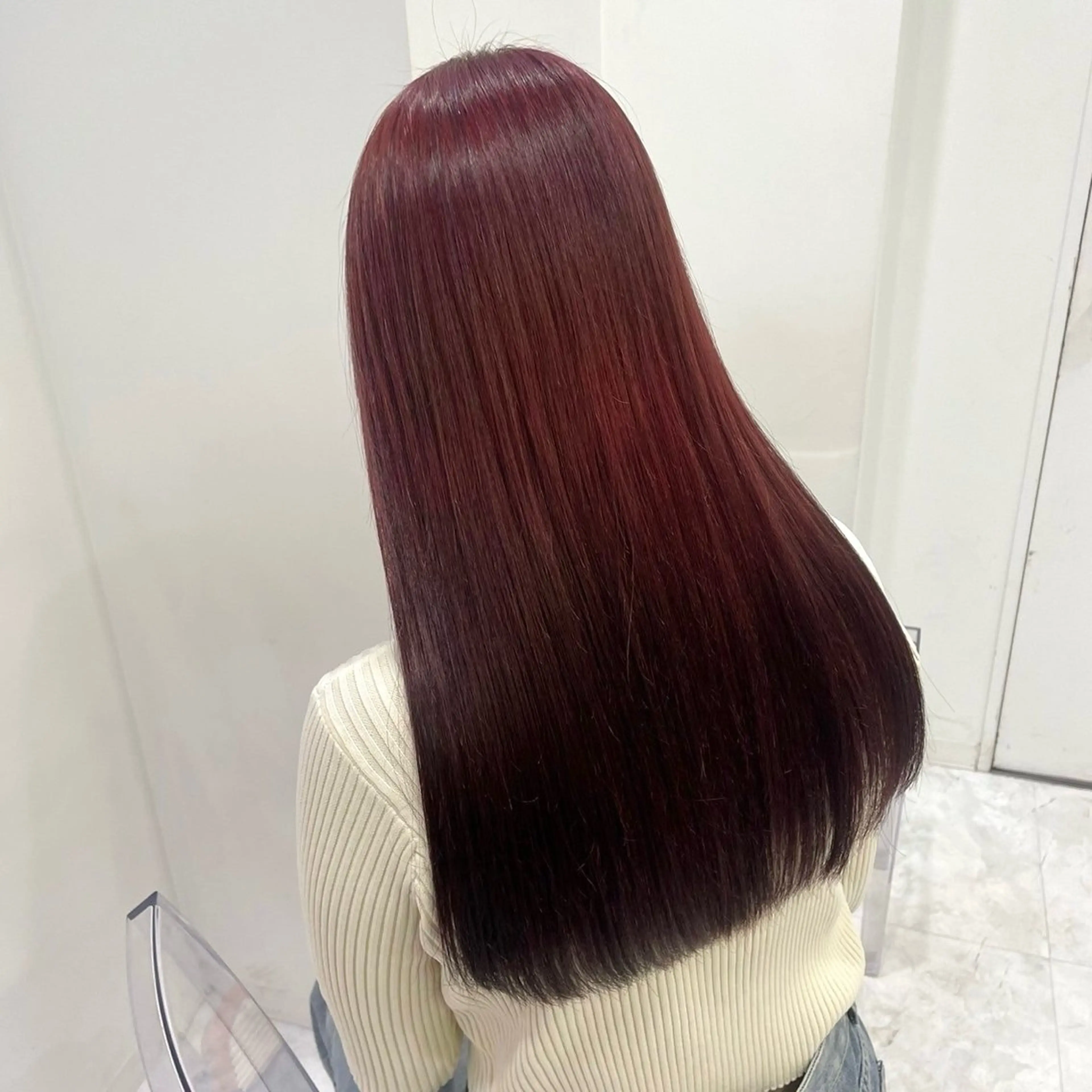 ロング カラー カット ヘアカラー 透けるやわらか艶髪♡ ナチュラルストレートのヘアスタイル