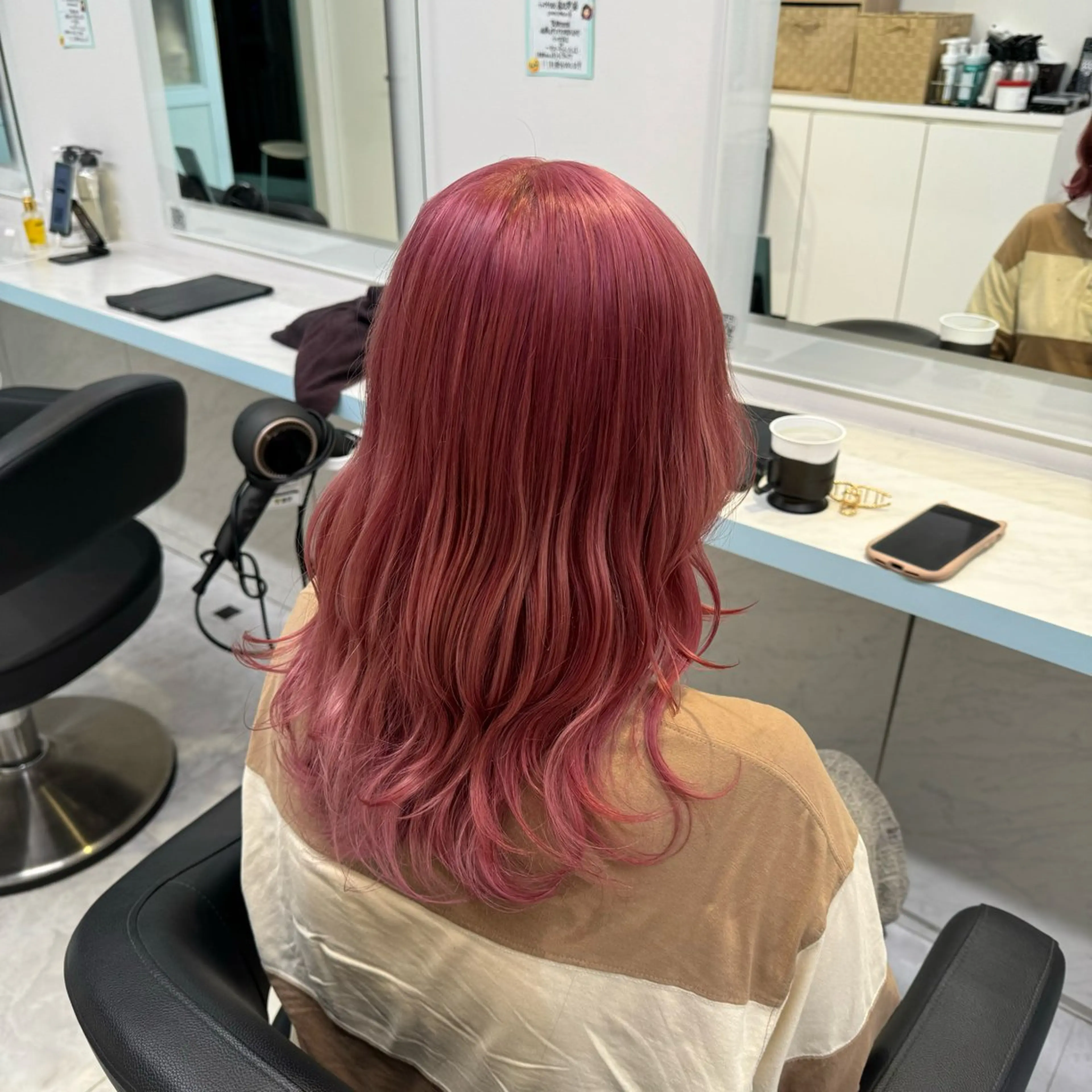 セミロング カラー ヘアカラー トリートメント ヘッドスパ ヘアセット 暖色🩷透明感カラー ♡Maika♡のヘアスタイル