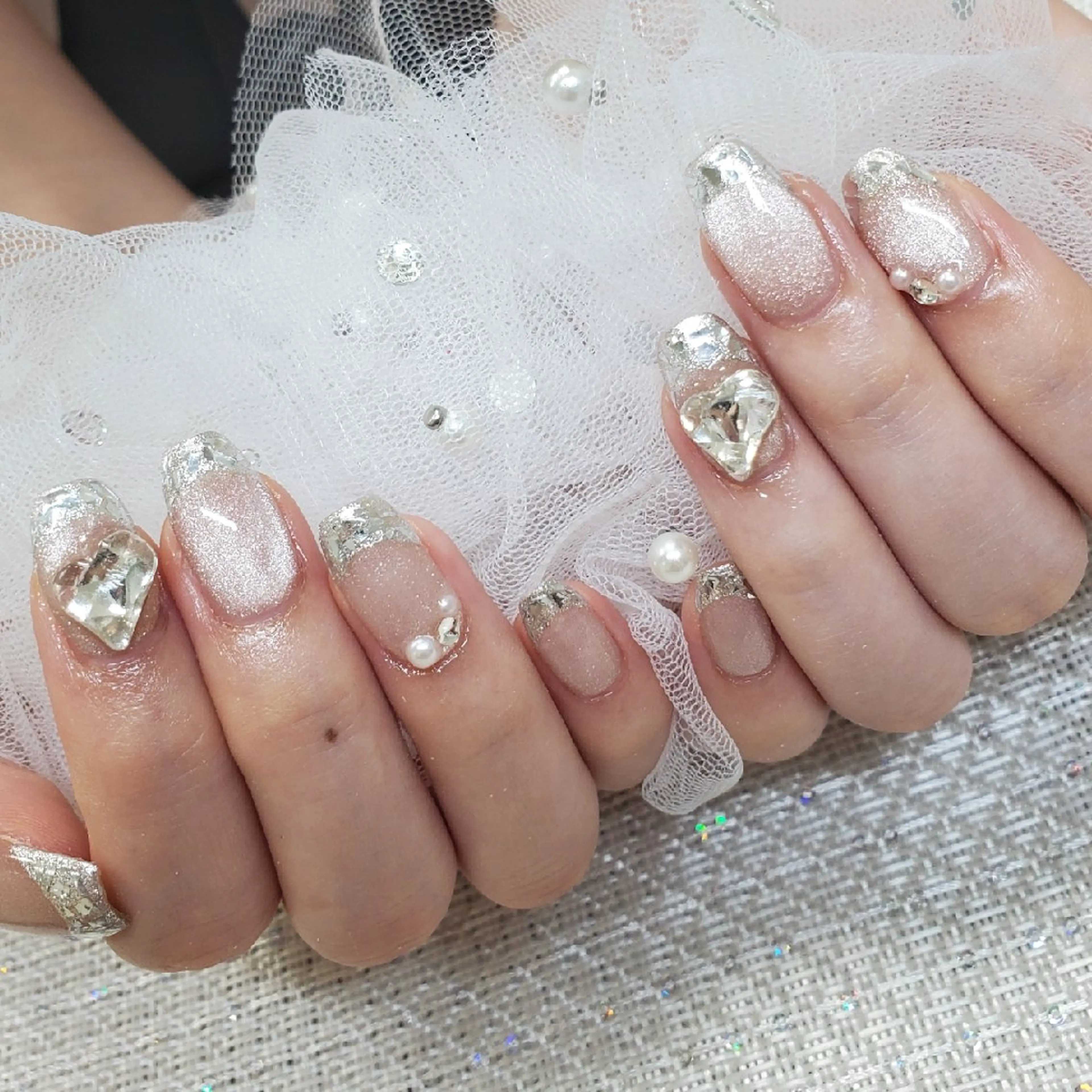 ネイル フレンチネイル ガラスフレンチ マグネットネイル ハンドネイル bianca 堀なぎさのネイルデザイン
