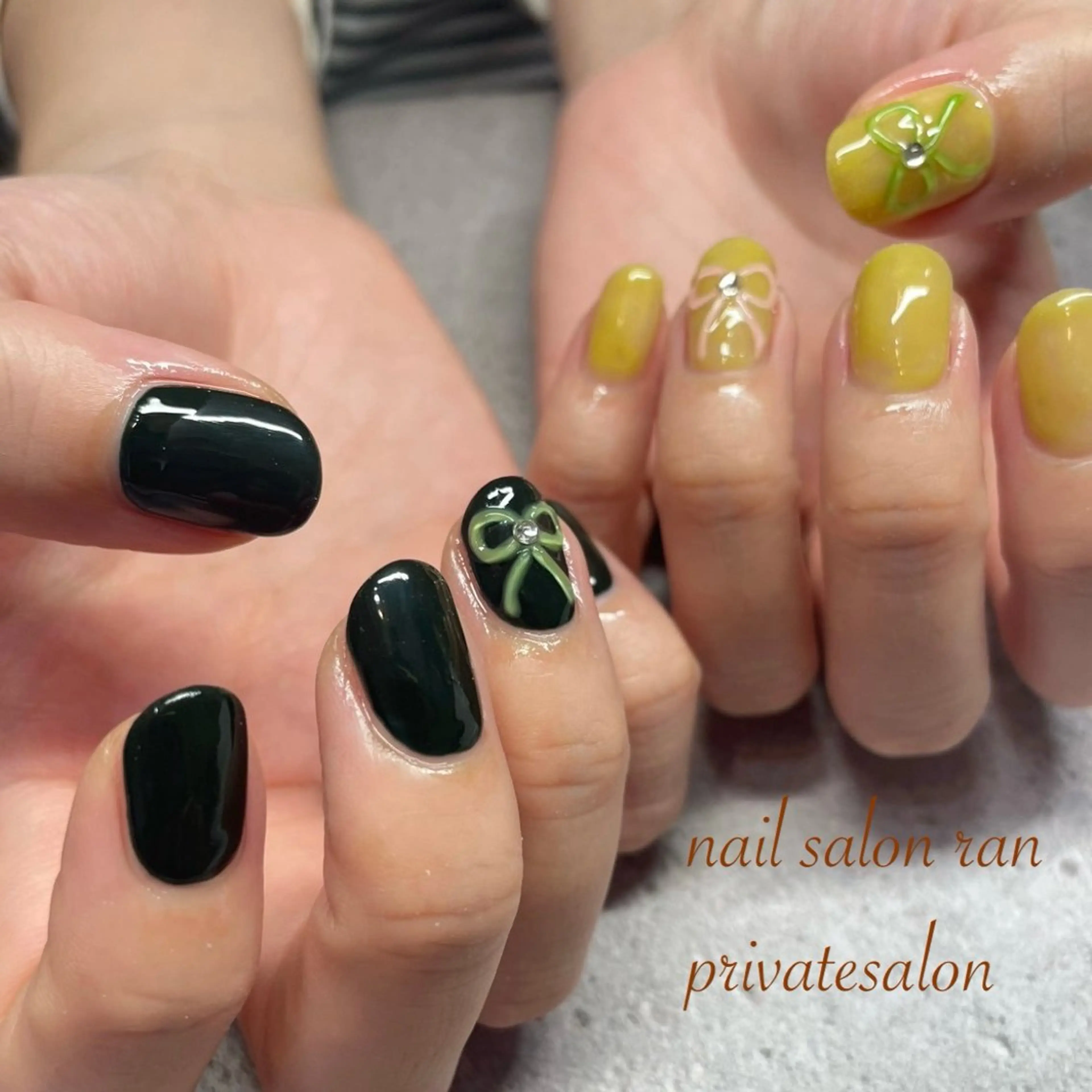 ネイル リボン ハンドネイル ハンドケア nailsalon ranのネイルデザイン