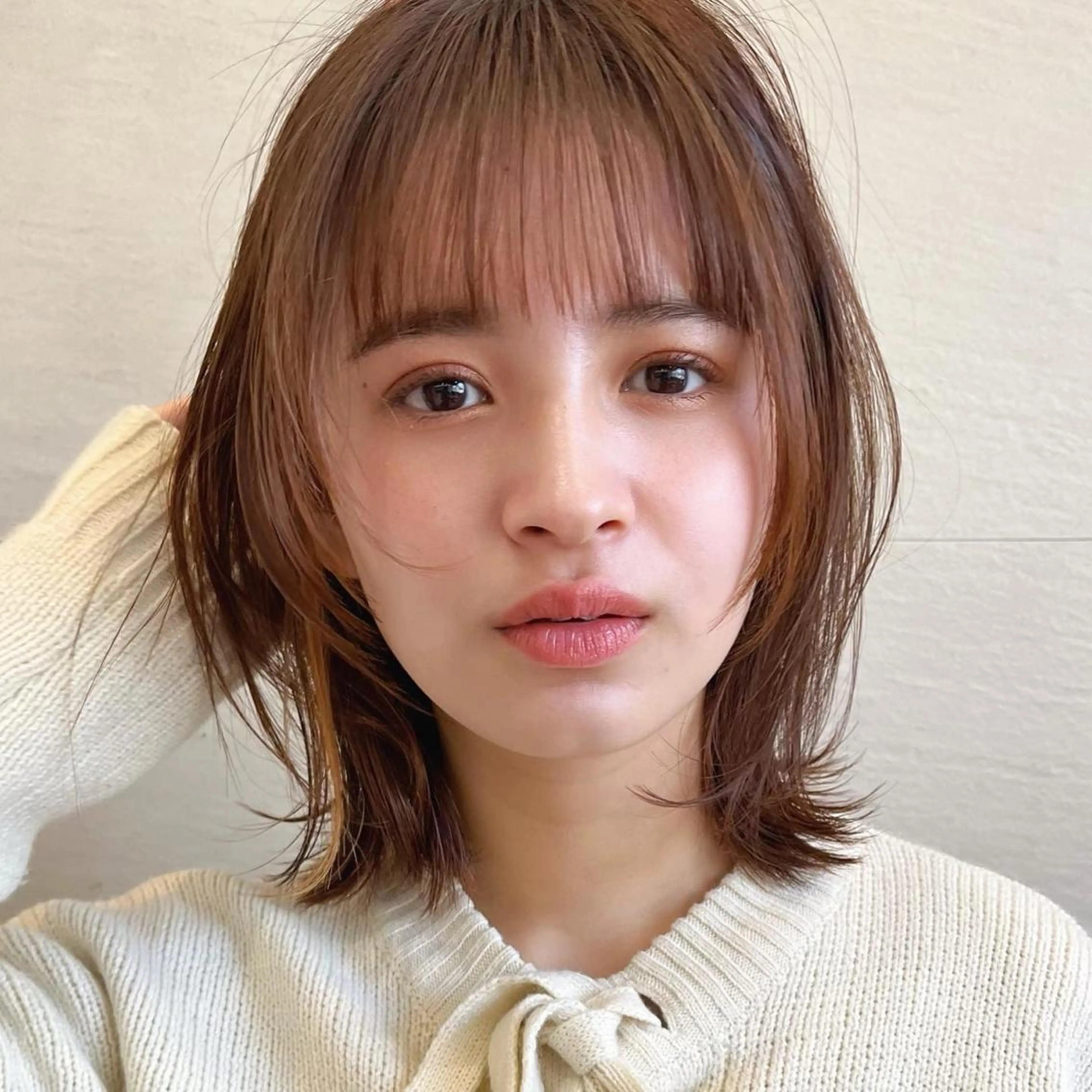 ミディアム カラー カット ヘアカラー トリートメント 🌱小顔ヘア/ボブ ミディアム/双葉🌱のヘアスタイル