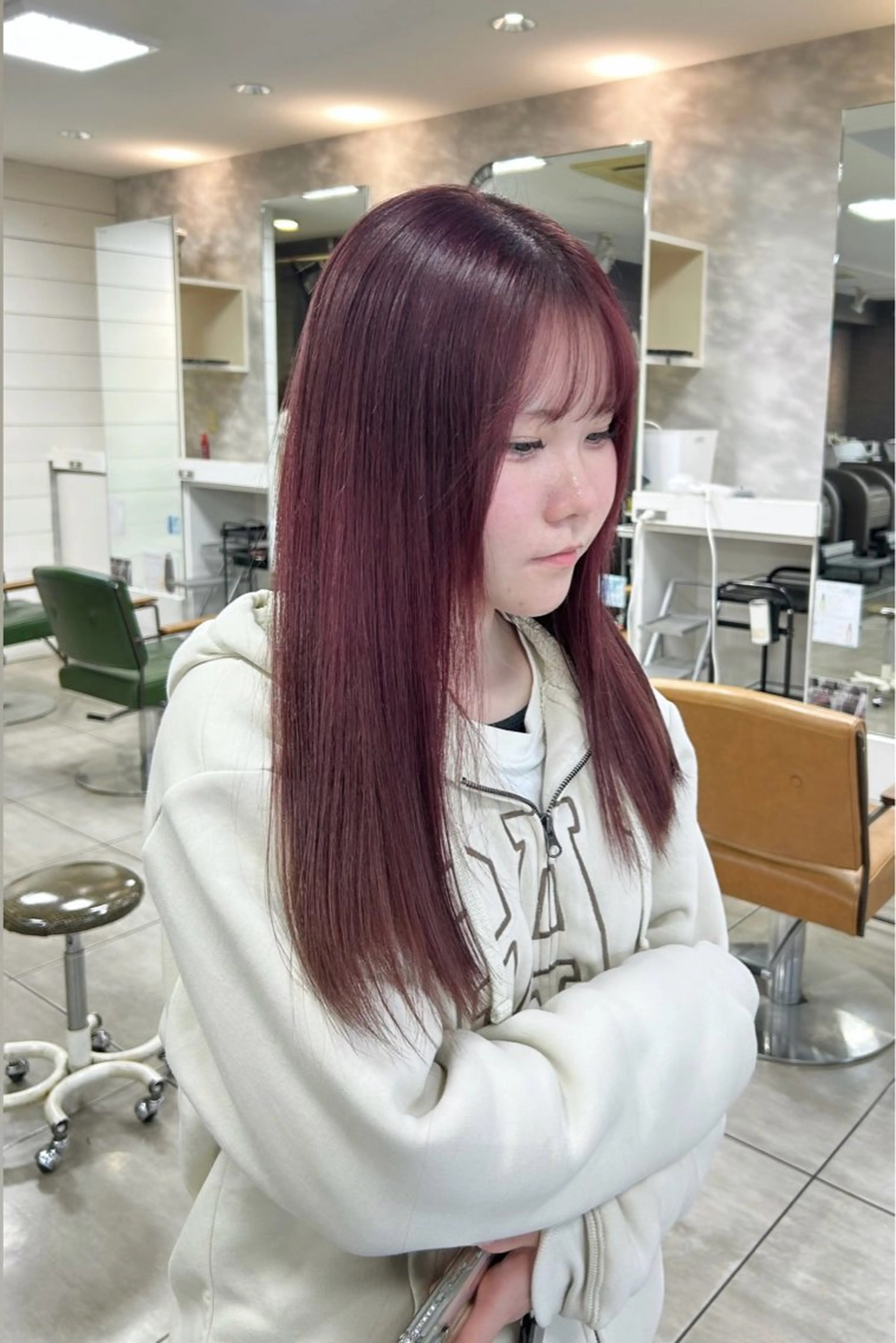 ロング ピンクブラウン ロング カット ヘアカラー 🫧艶髪カラー🫧 森本くるみのヘアスタイル