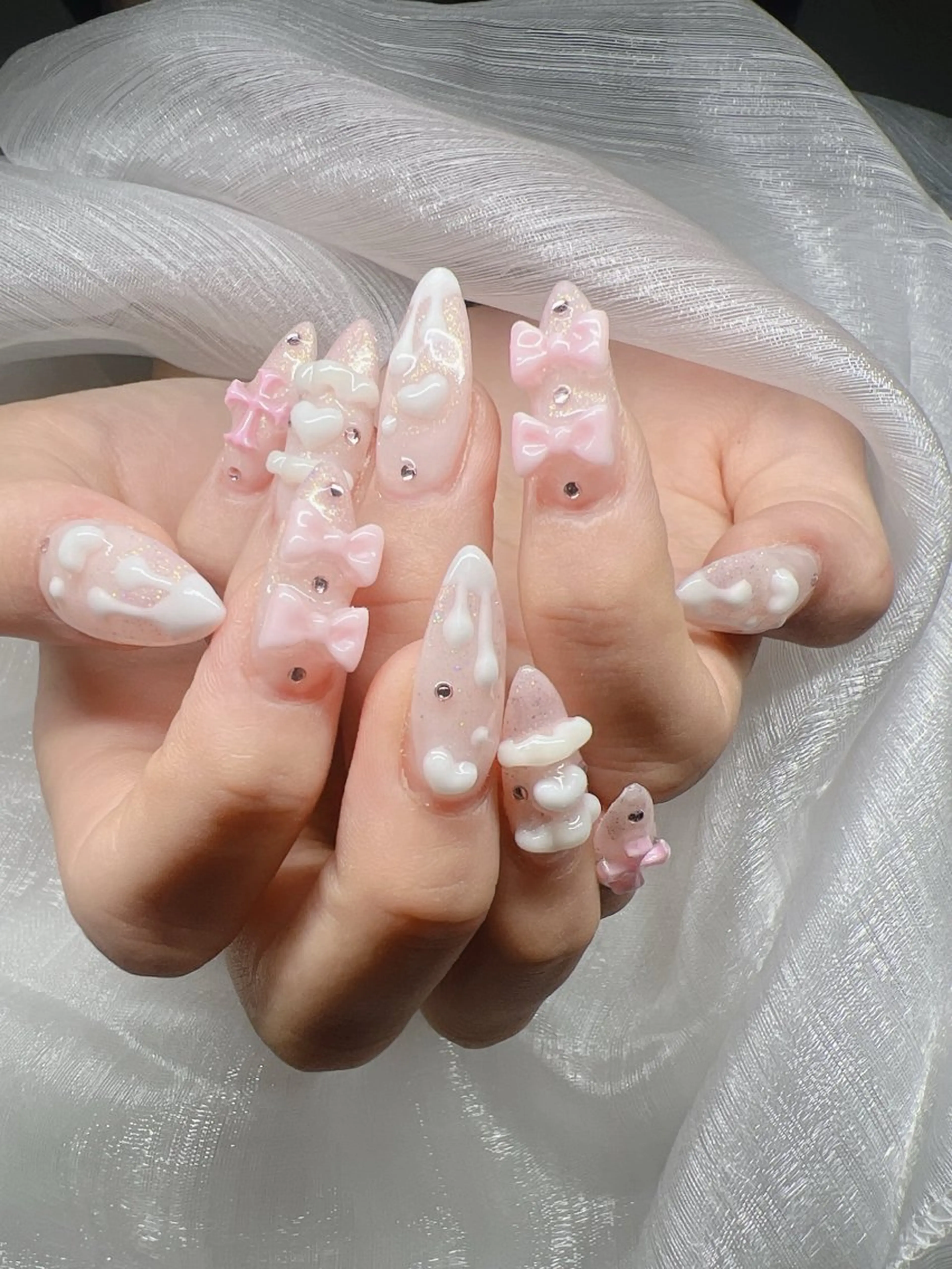 ネイル 長さ出し グラデーション キラキラネイル マグネットネイル ニュアンスネイル ハンドネイル Lee Nails チップ長さだし専門店のネイルデザイン