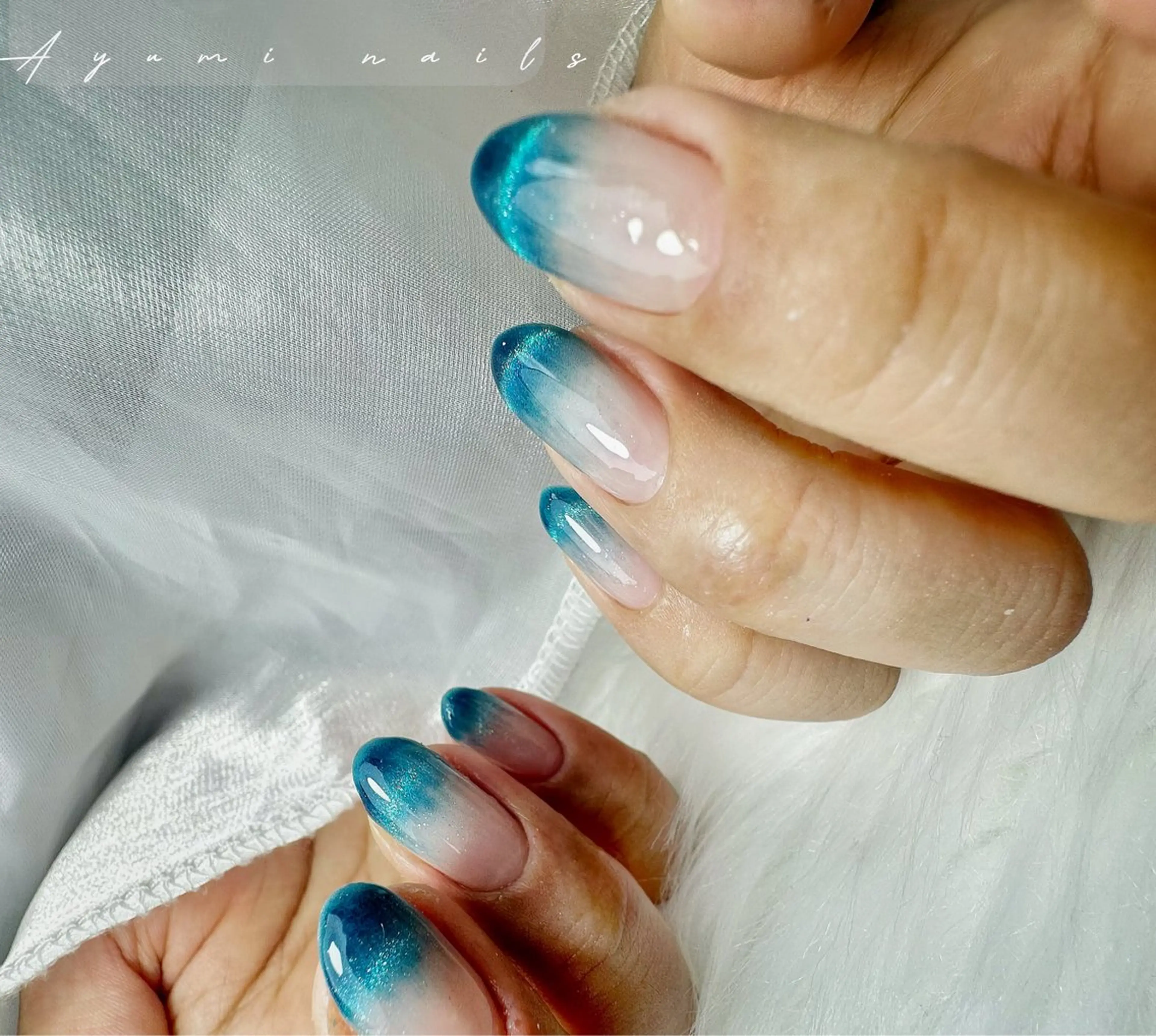 ネイル フレンチネイル マグネットネイル マグネットフレンチ ハンドネイル Ayumi nails川崎店のネイルデザイン
