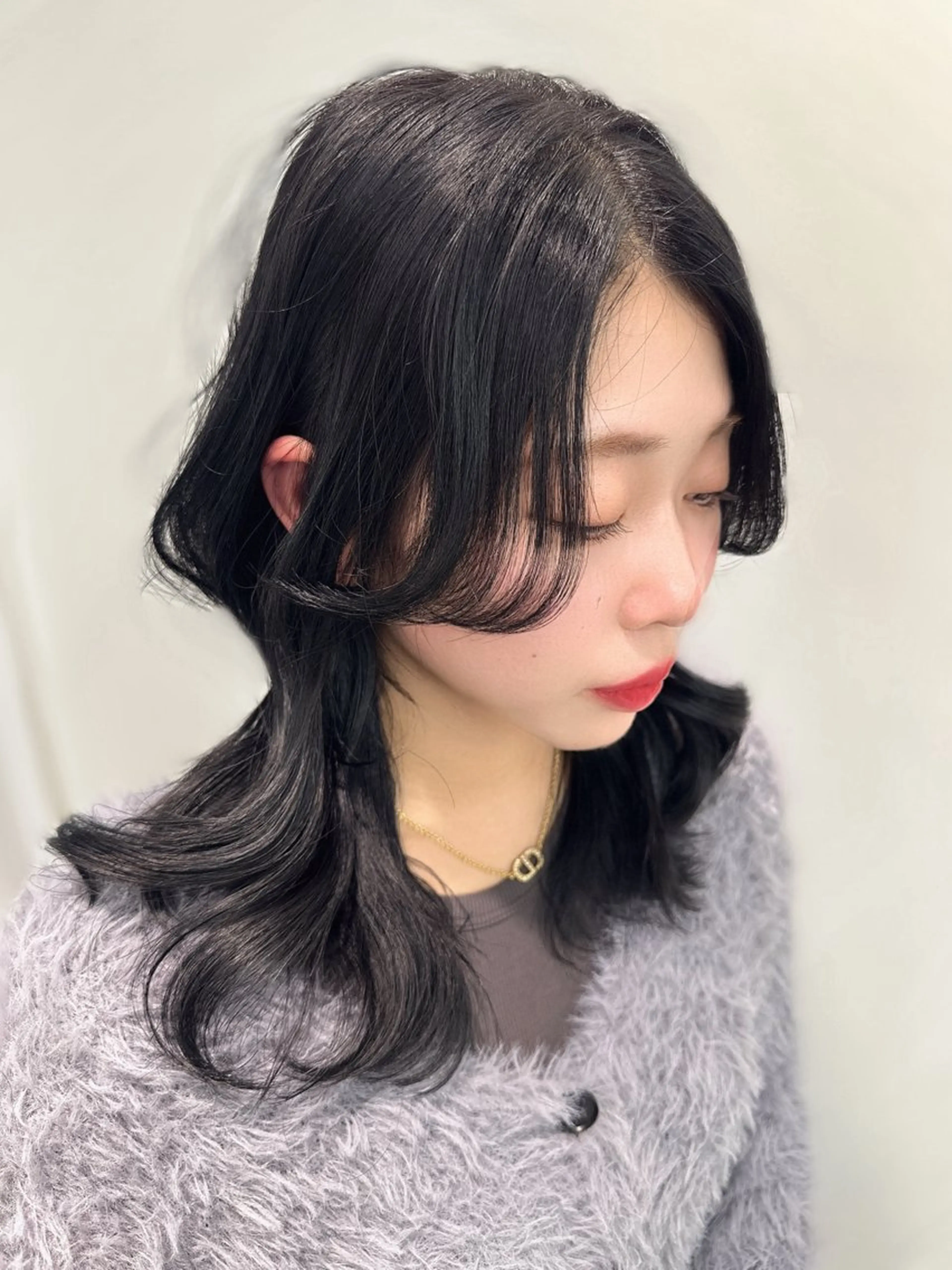 ミディアム くびれヘア 顔まわりレイヤー 顔周りカット 韓国風ヘア レイヤーカット カット ヘアカラー トリートメント 渋谷韓国ヘア🇰🇷 SAYAKA🩶ᩚのヘアスタイル