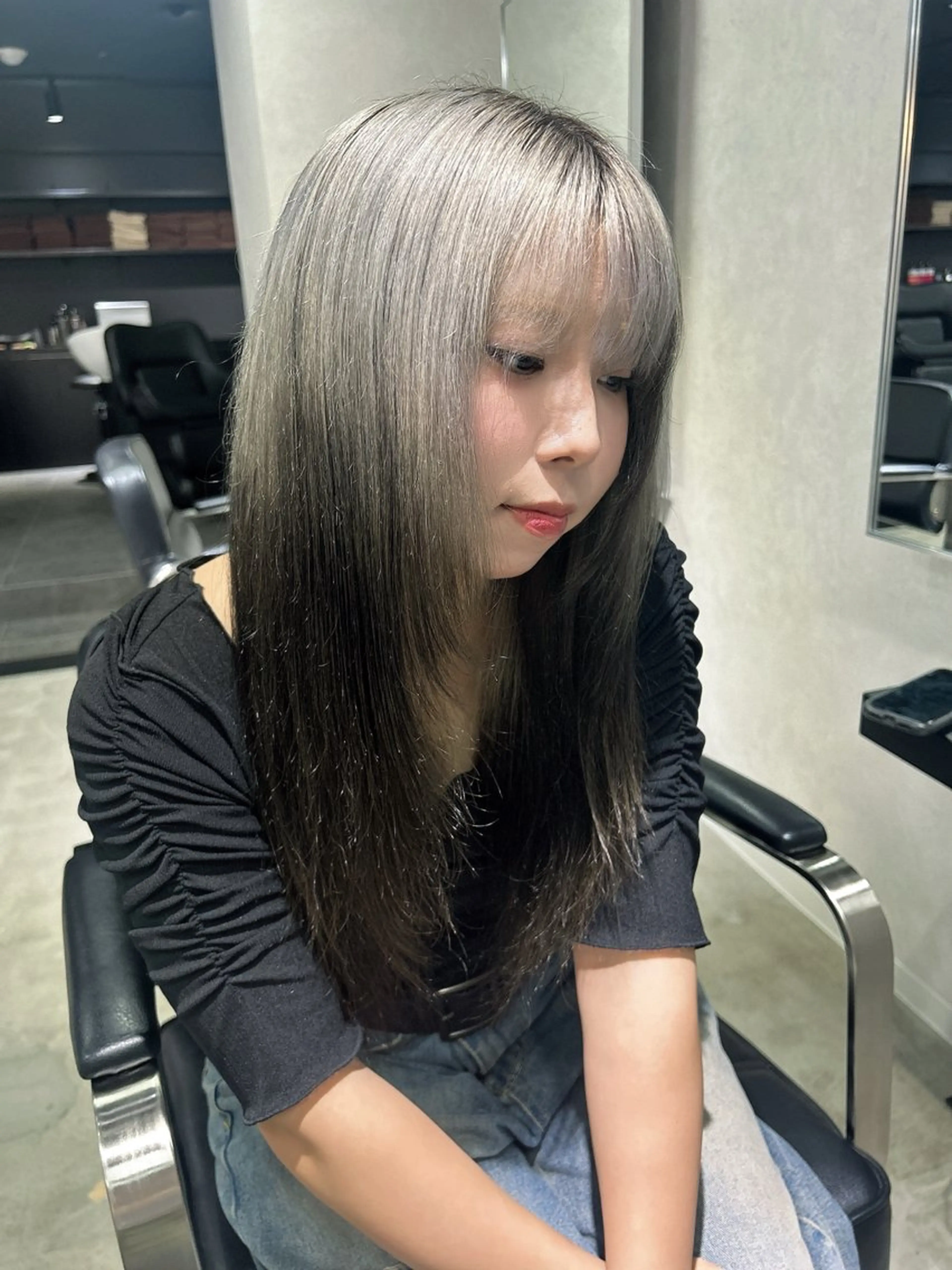 ロング レイヤーカット 似合わせカット 大阪韓国ヘア/ /酸性縮毛矯正ゆうとのヘアスタイル