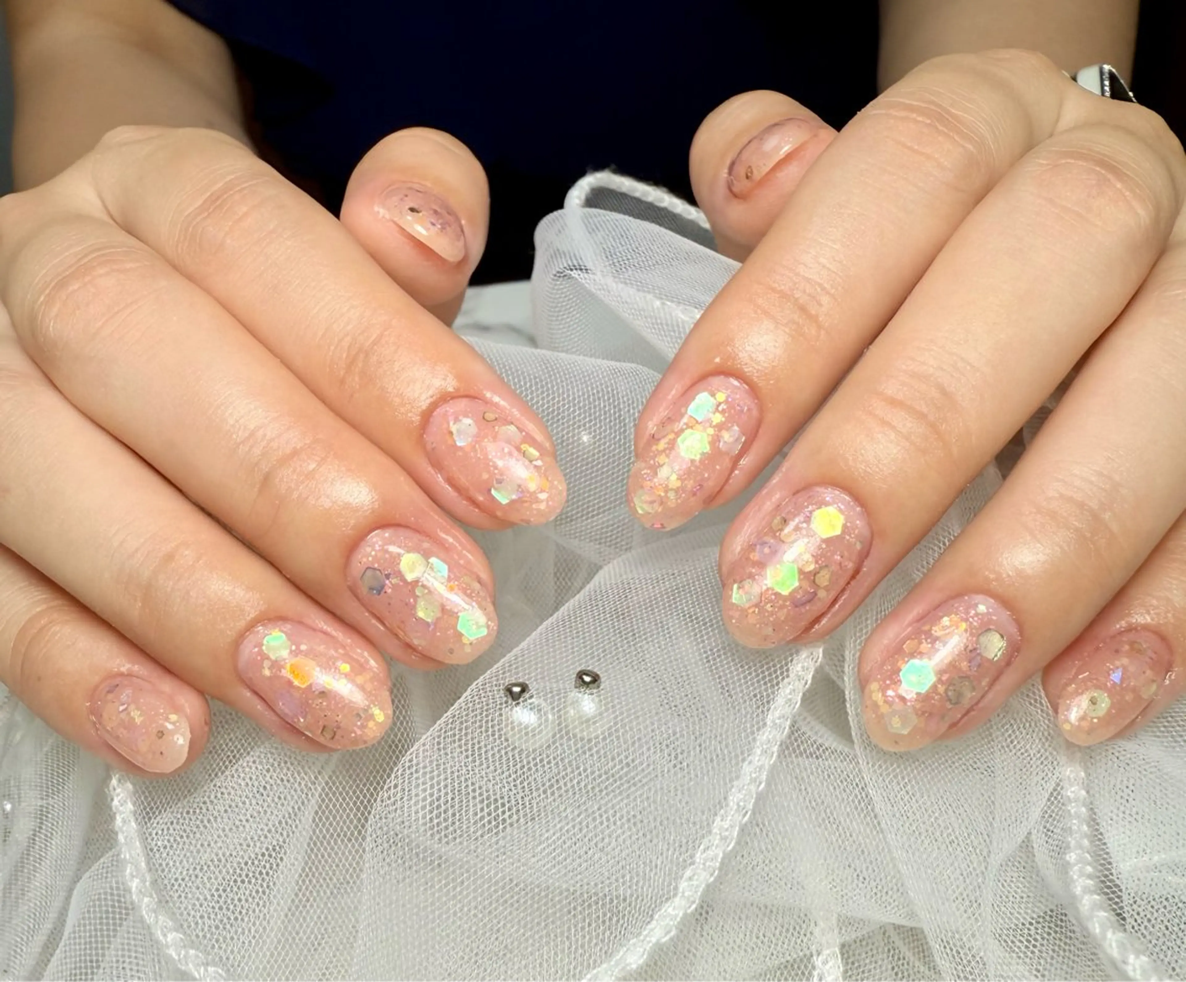 ネイル アートネイル チークネイル フレンチネイル ガラスフレンチ 氷ネイル・うるうるネイル M.N_ nailのネイルデザイン