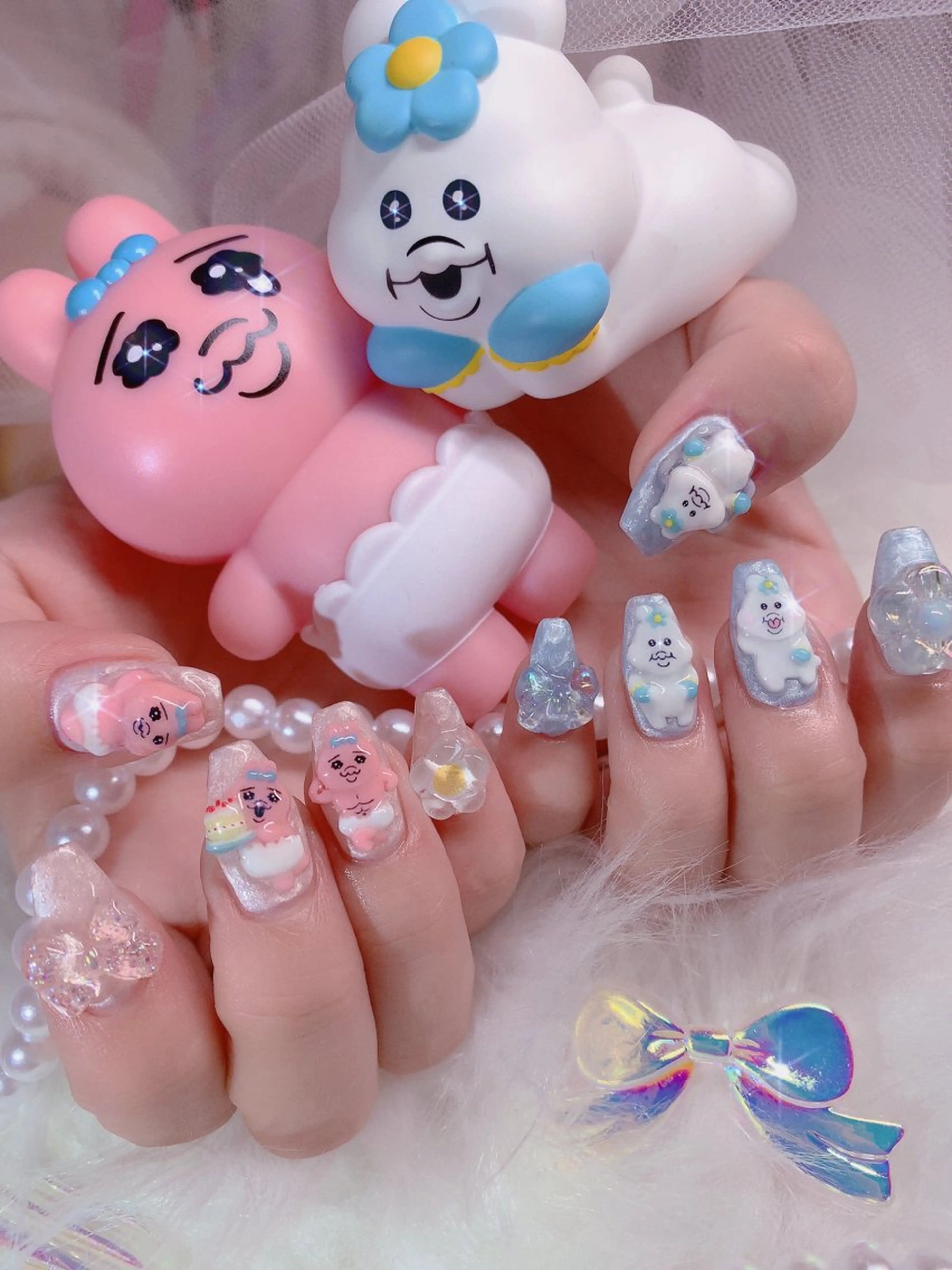 ネイル アートネイル キラキラネイル 持ち込み パステルネイル ぷっくりネイル シェアサロンLei.g(レイジー)所属・3Dアートネイル💗 都築レナのネイルデザイン