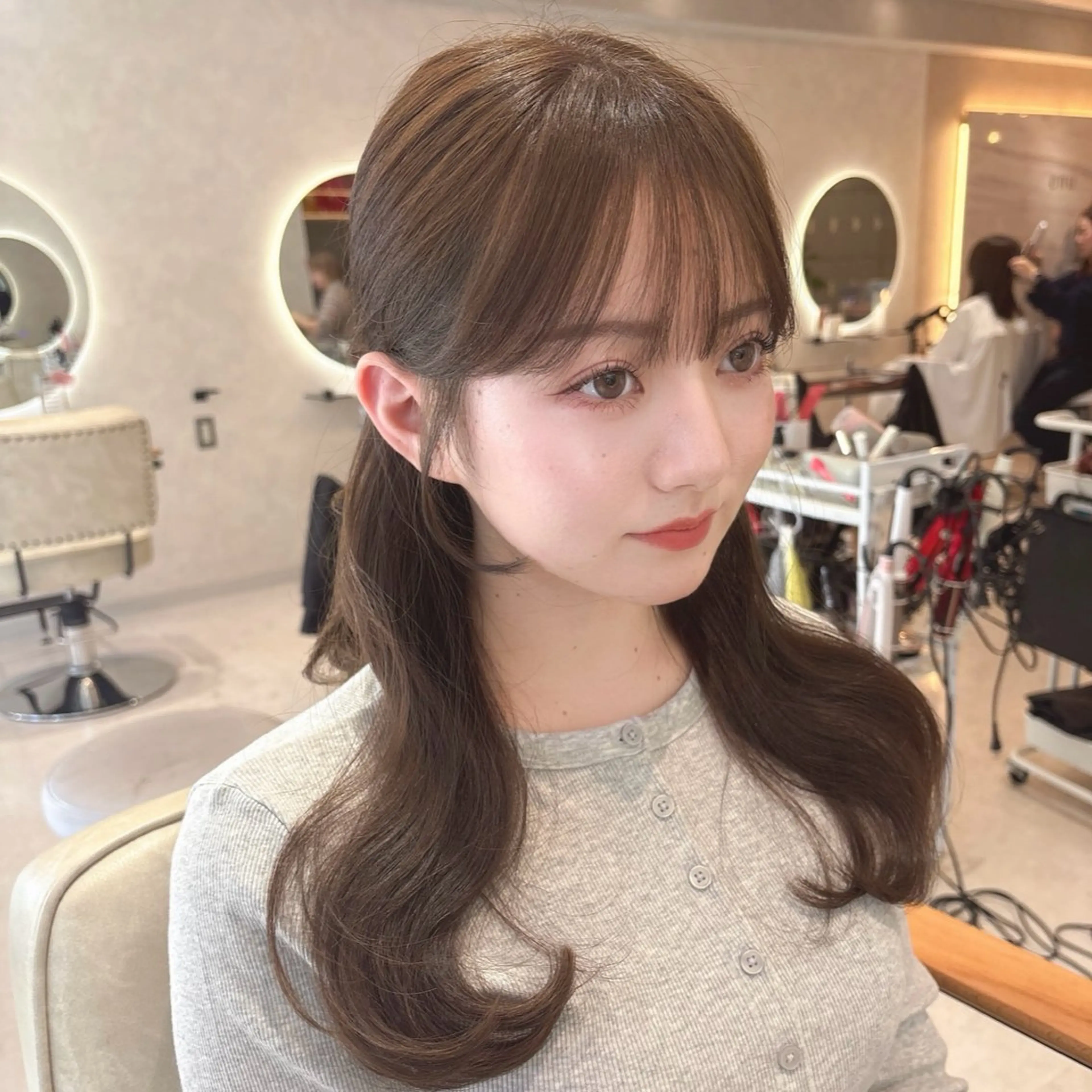 セミロング カラー 韓国風×髪質改善 ゆりのヘアスタイル